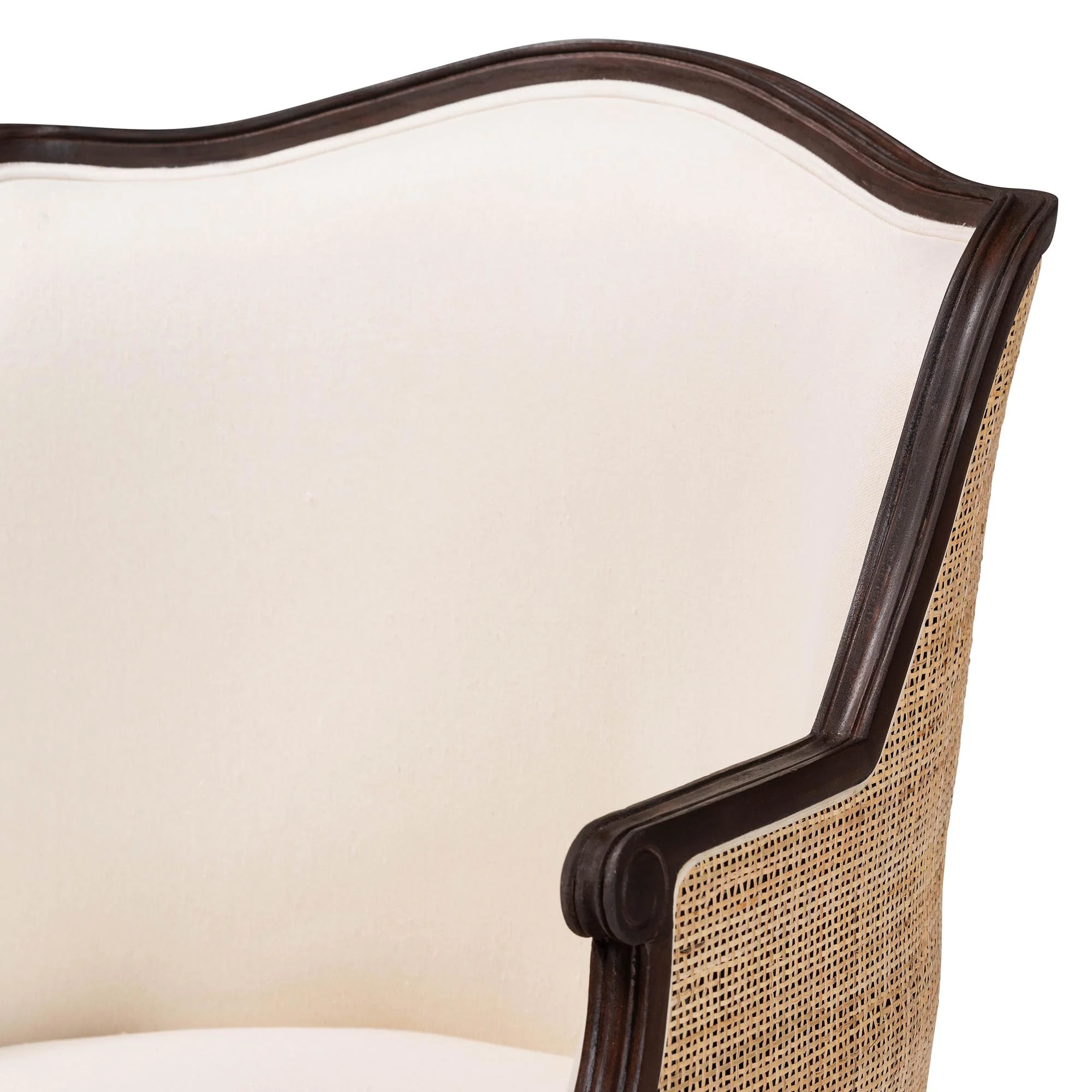 Baxton Studio bali & pari Ornella Traditional French Beige Fabric and Dark Brown Finished Wood Accent Chair - Image 8
