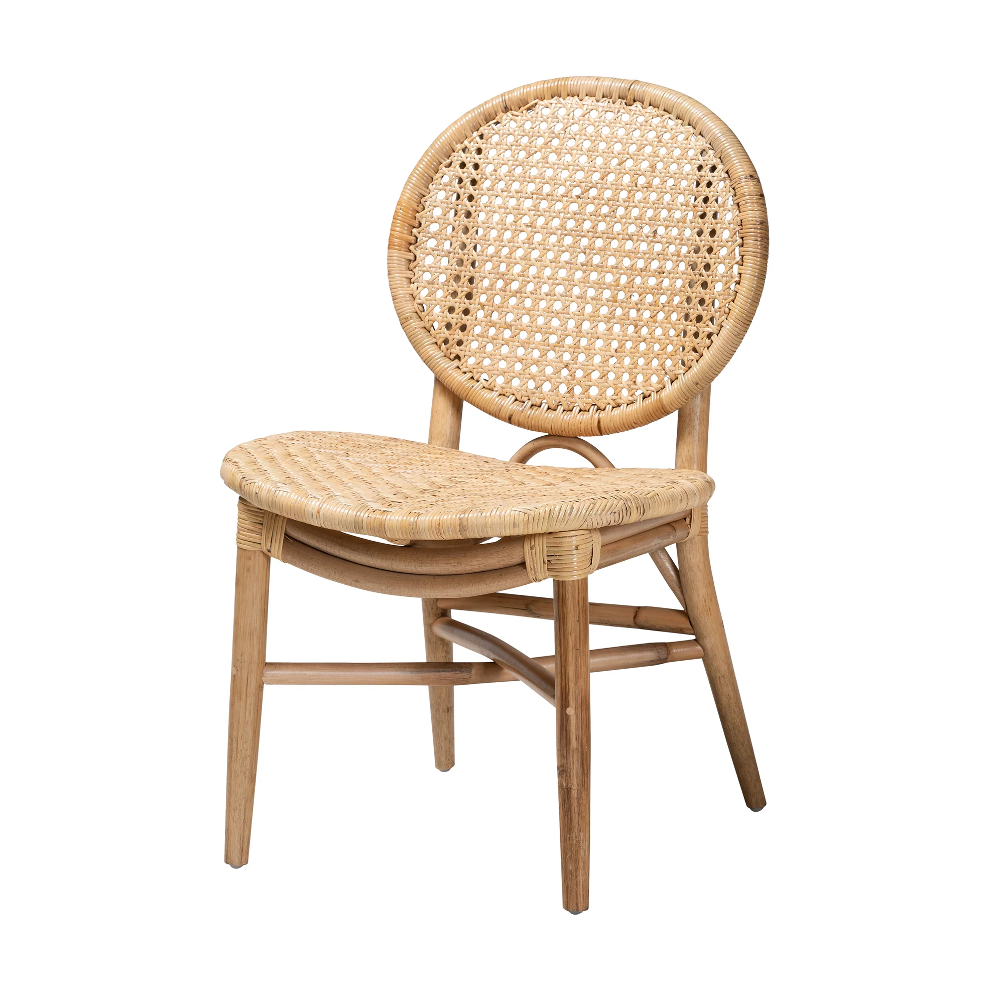 Baxton Studio bali & pari Osaka Modern Bohemian Natural Brown Rattan Dining Chair - Image 2