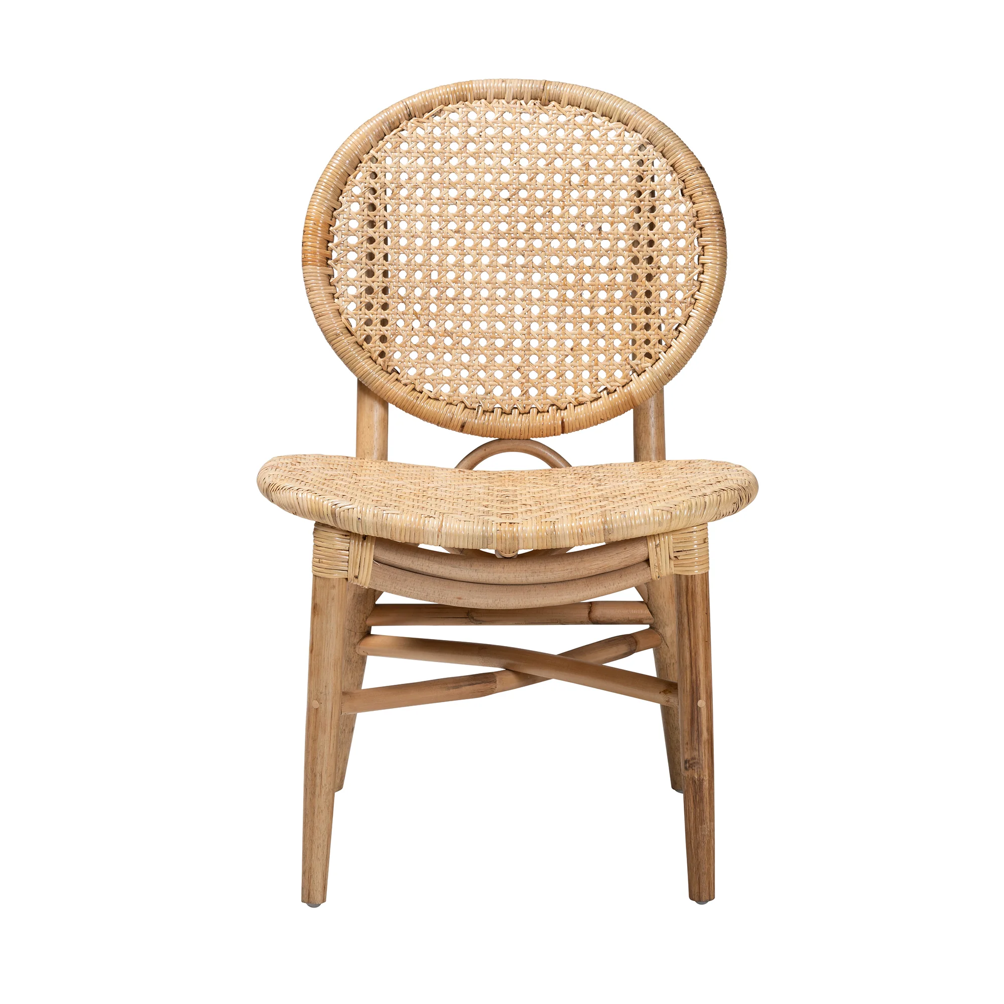 Baxton Studio bali & pari Osaka Modern Bohemian Natural Brown Rattan Dining Chair - Image 3