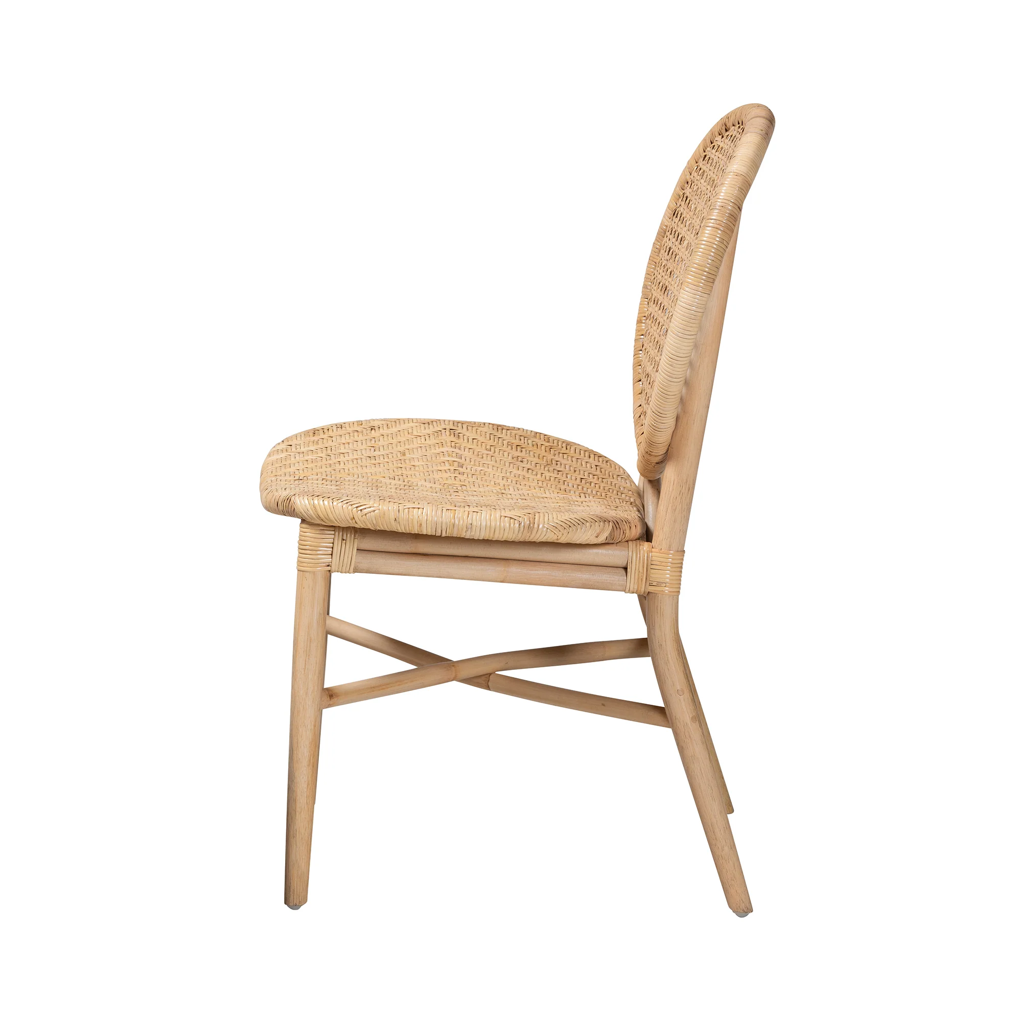 Baxton Studio bali & pari Osaka Modern Bohemian Natural Brown Rattan Dining Chair - Image 4
