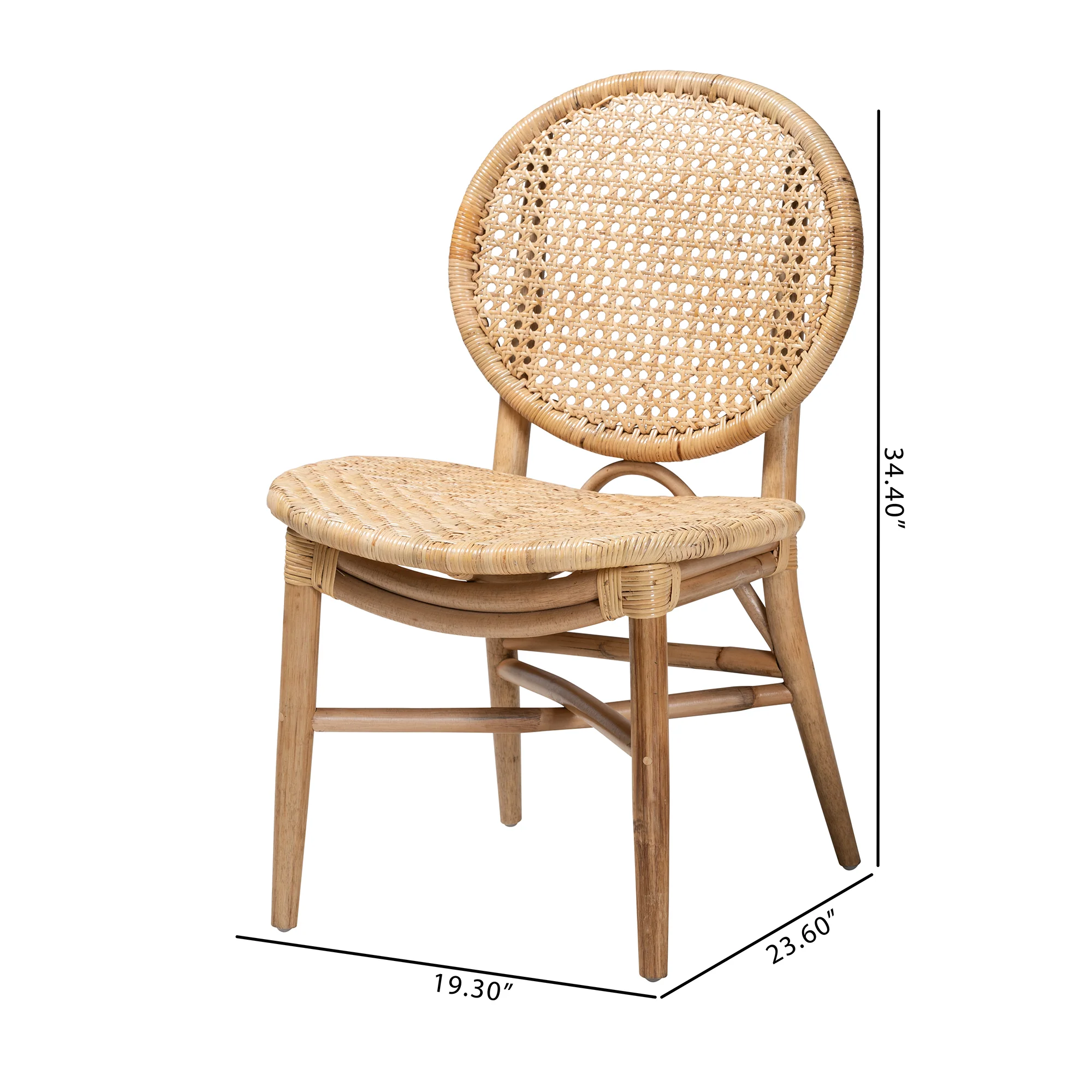 Baxton Studio bali & pari Osaka Modern Bohemian Natural Brown Rattan Dining Chair - Image 9