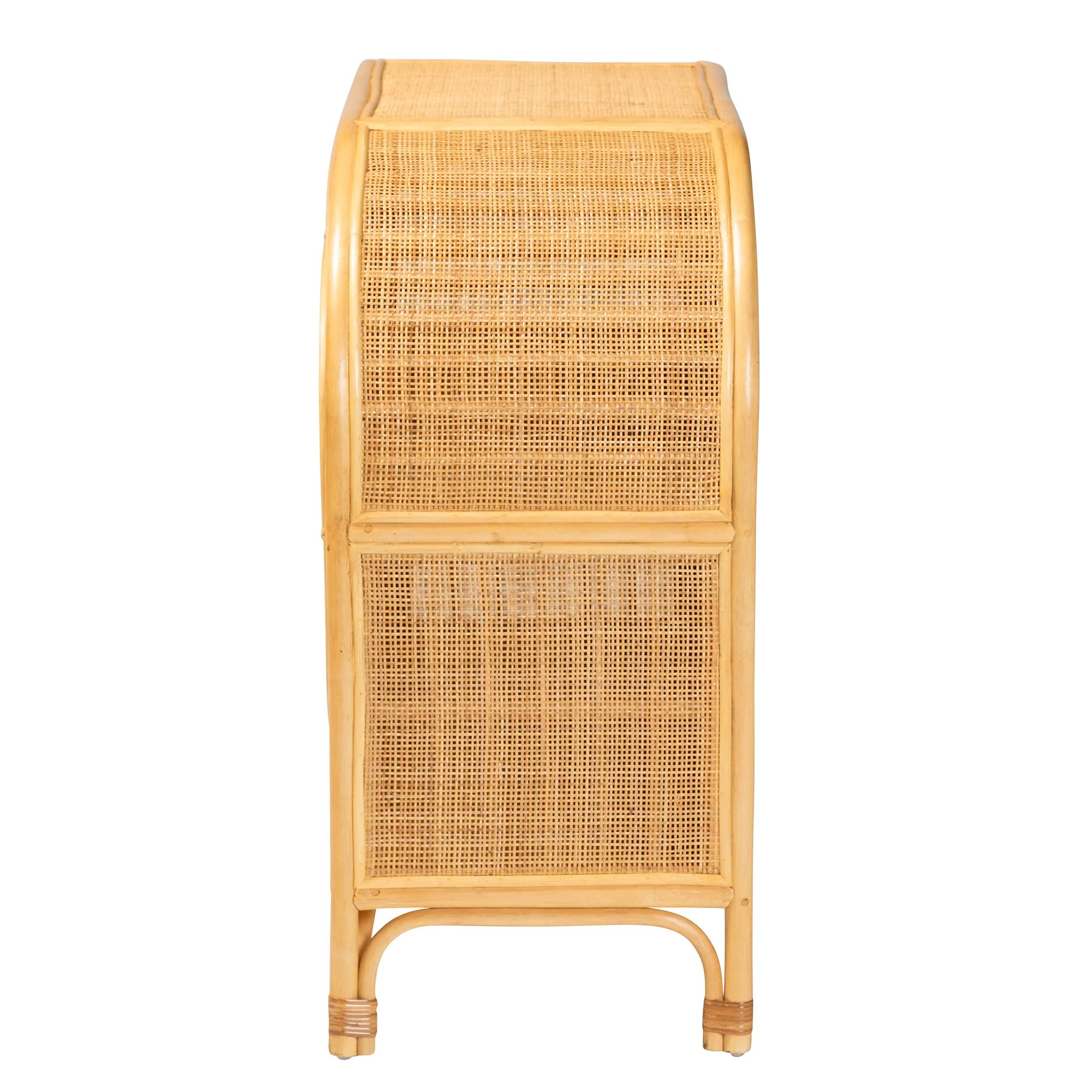 Baxton Studio bali & pari Ovalet Modern Bohemian Natural Brown Rattan 2-Door Sideboard - Image 7