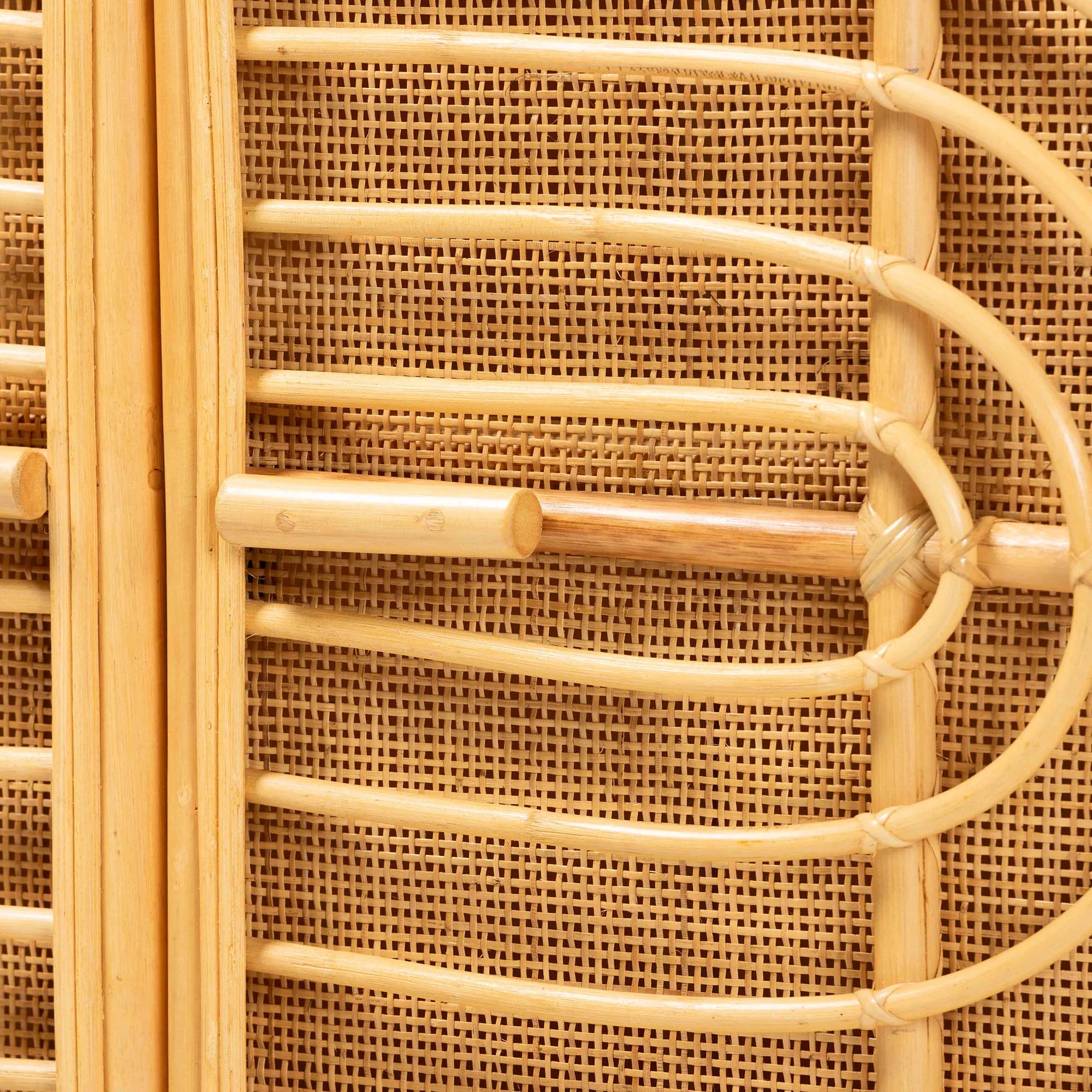 Baxton Studio bali & pari Ovalet Modern Bohemian Natural Brown Rattan 2-Door Sideboard - Image 8