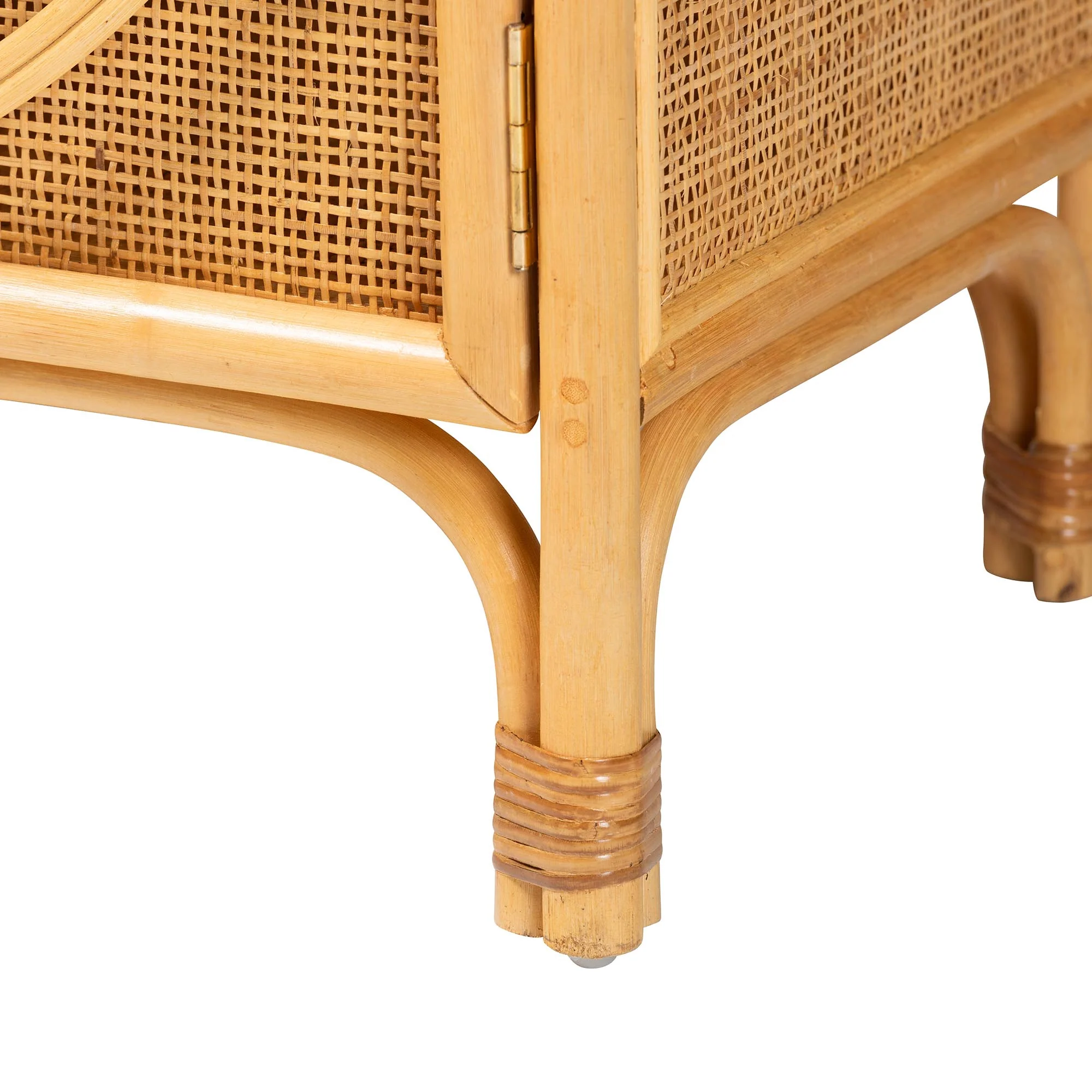 Baxton Studio bali & pari Ovalet Modern Bohemian Natural Brown Rattan 2-Door Sideboard - Image 9