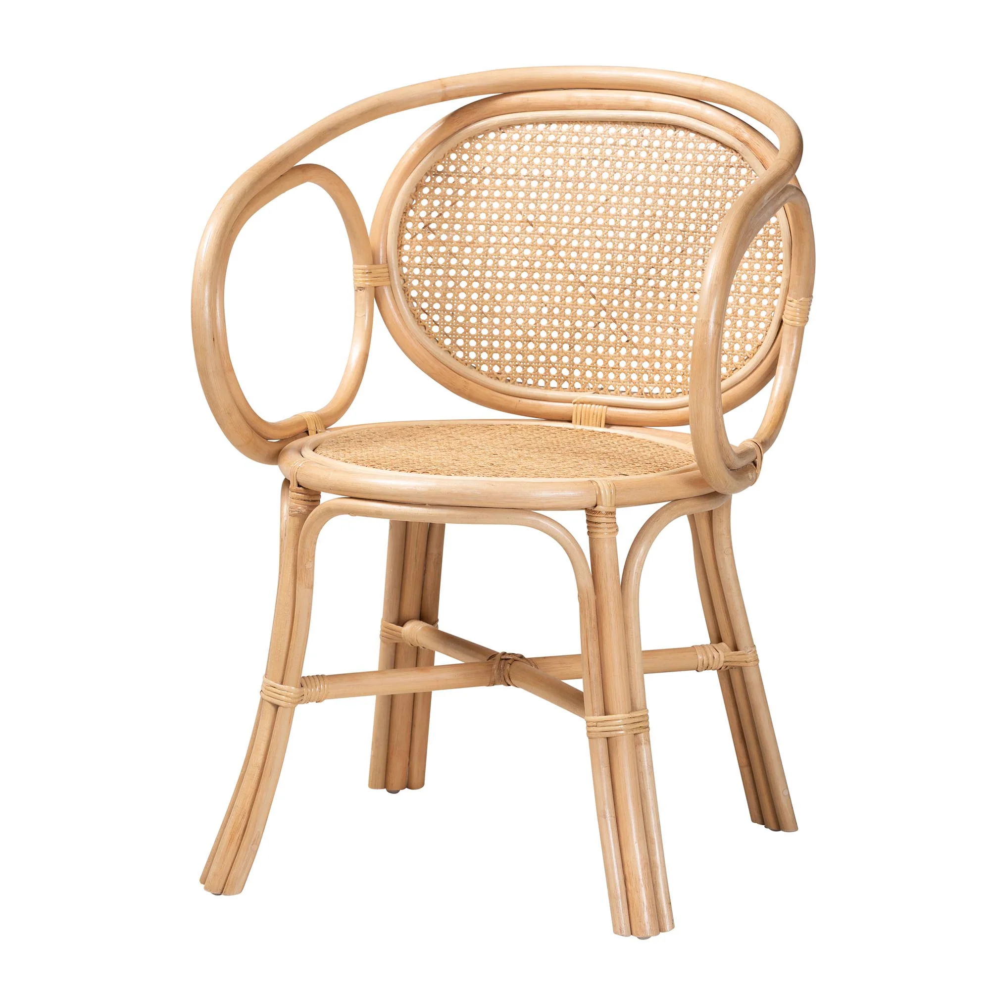 Baxton Studio bali & pari Palesa Modern Bohemian Two-Tone Black and Natural Brown Rattan Dining Chair - Image 12