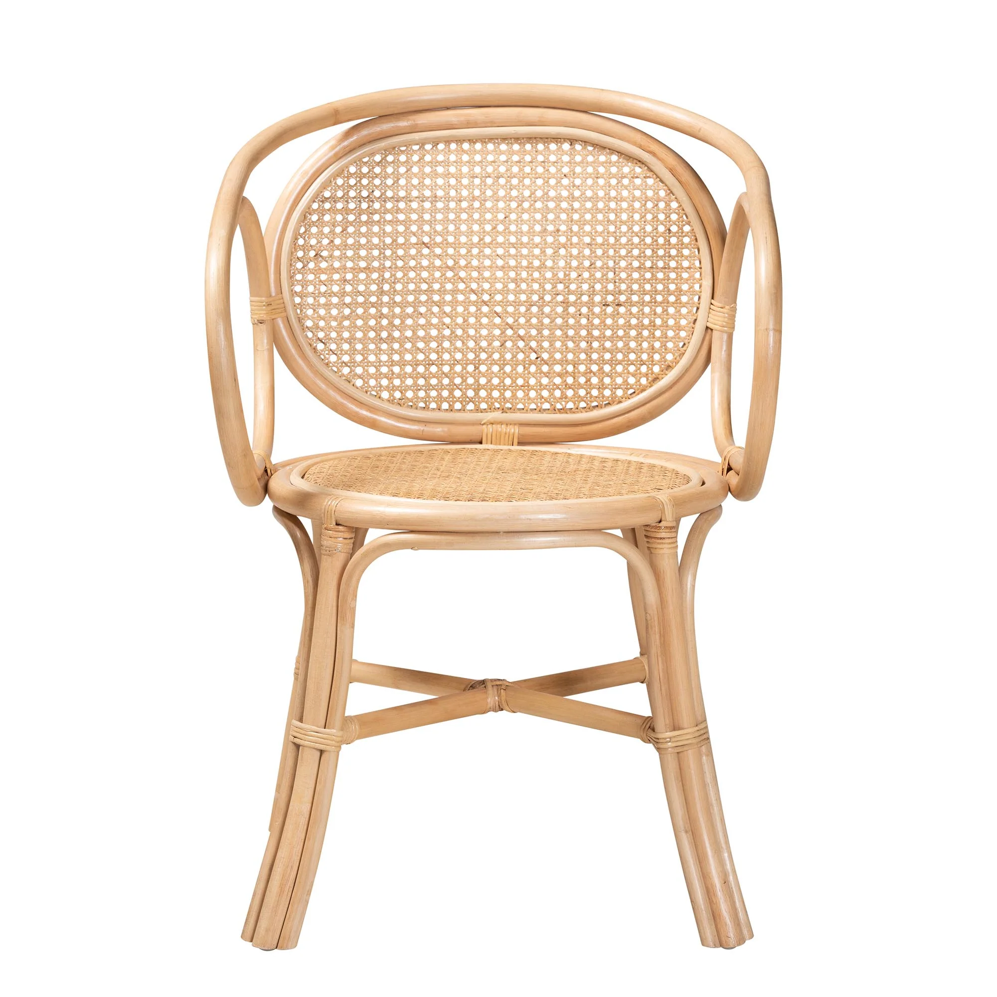 Baxton Studio bali & pari Palesa Modern Bohemian Two-Tone Black and Natural Brown Rattan Dining Chair - Image 13