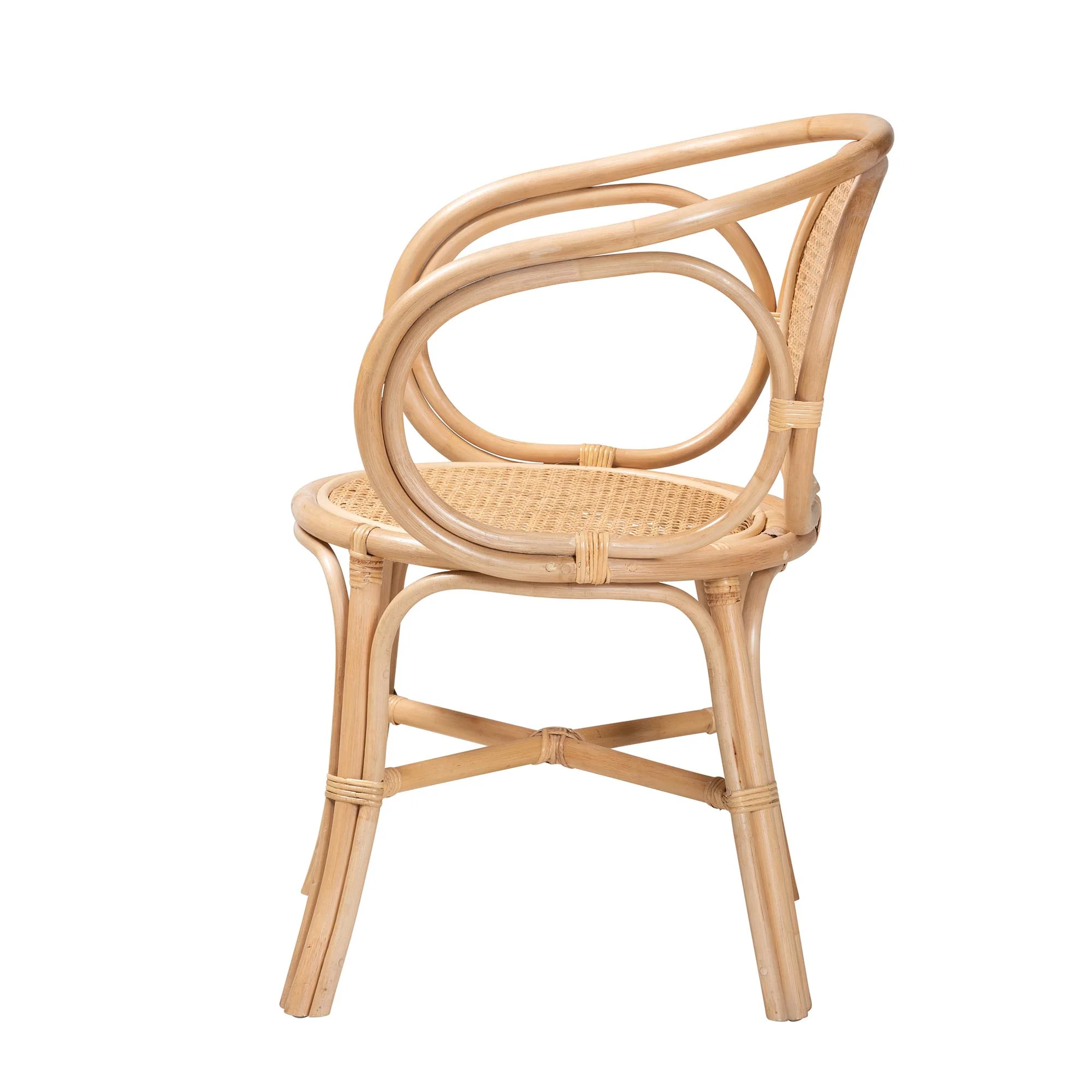 Baxton Studio bali & pari Palesa Modern Bohemian Two-Tone Black and Natural Brown Rattan Dining Chair - Image 14