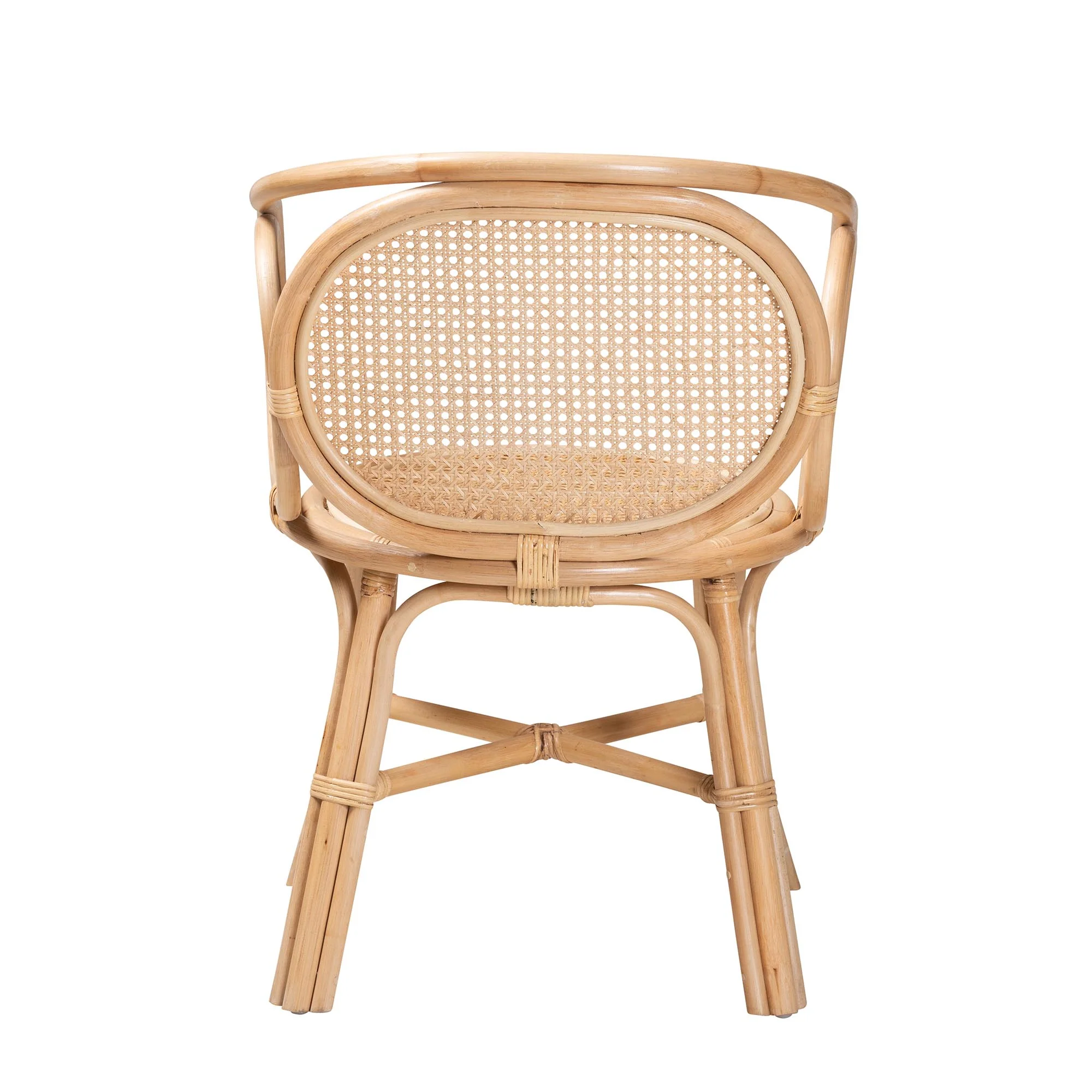 Baxton Studio bali & pari Palesa Modern Bohemian Two-Tone Black and Natural Brown Rattan Dining Chair - Image 15