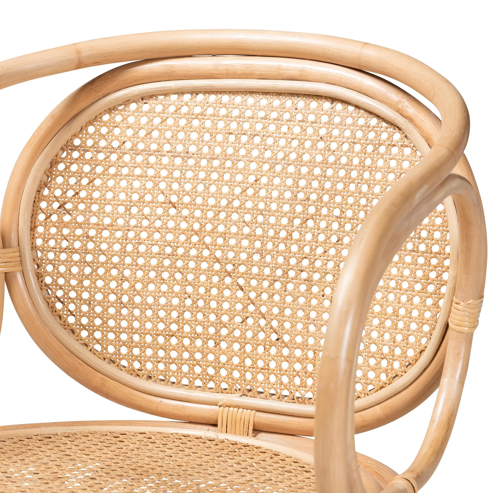 Baxton Studio bali & pari Palesa Modern Bohemian Two-Tone Black and Natural Brown Rattan Dining Chair - Image 16