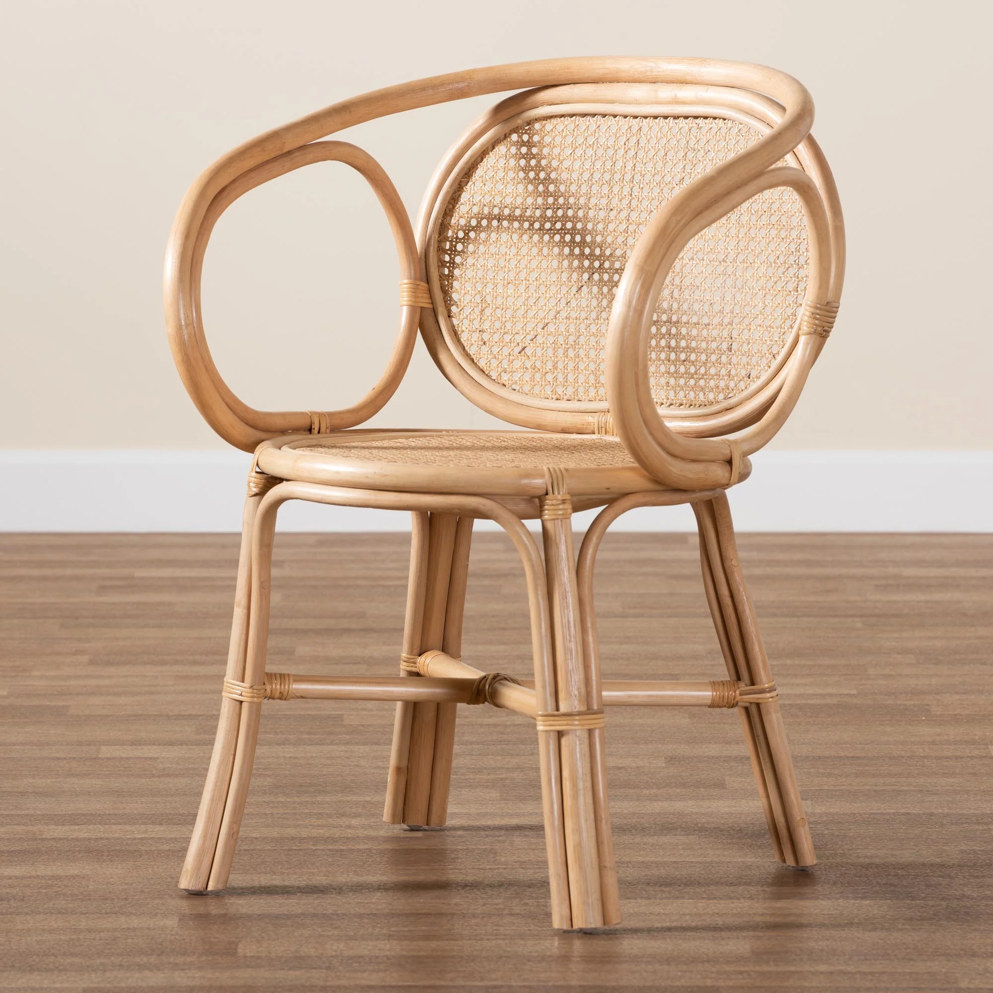 Baxton Studio bali & pari Palesa Modern Bohemian Two-Tone Black and Natural Brown Rattan Dining Chair - Image 19