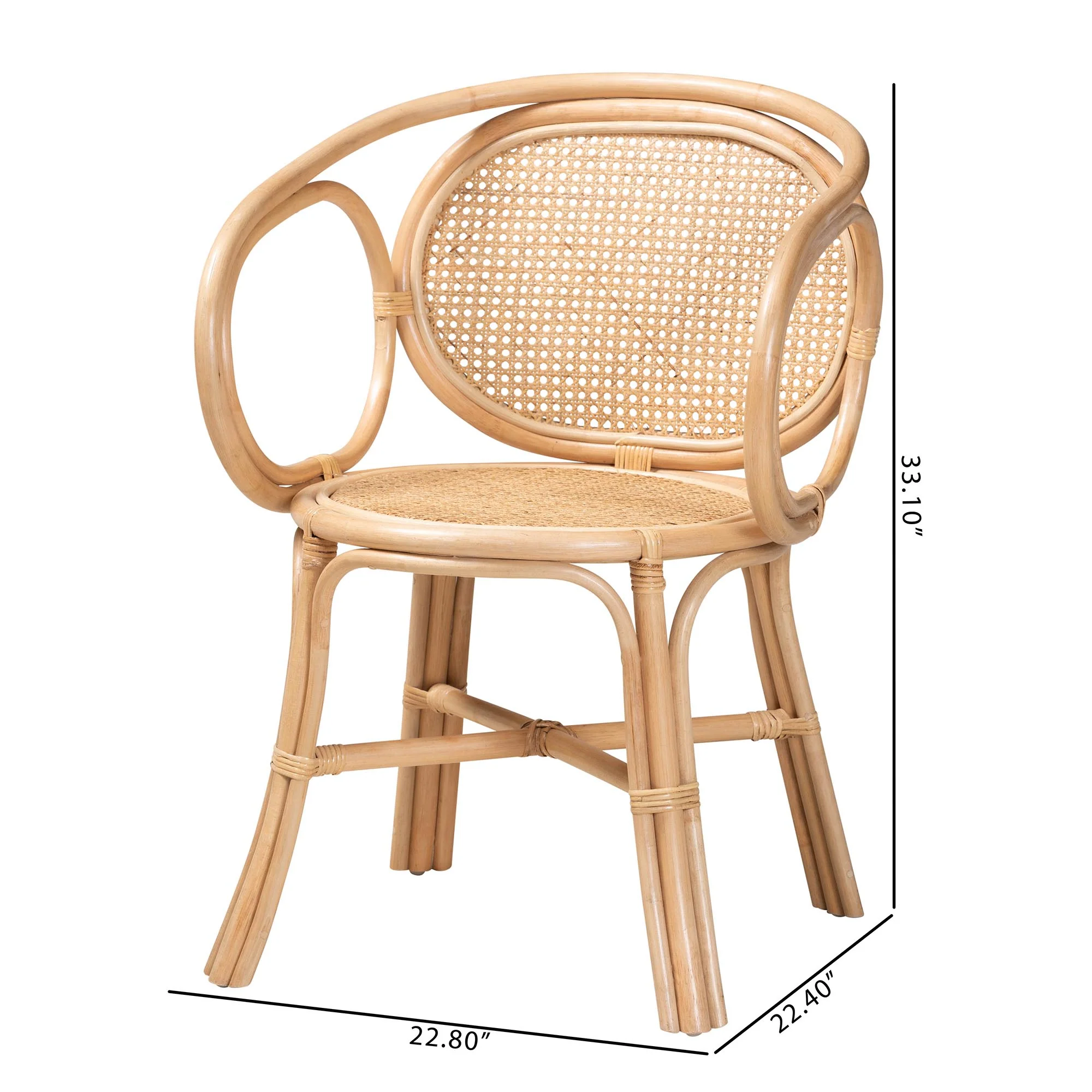 Baxton Studio bali & pari Palesa Modern Bohemian Two-Tone Black and Natural Brown Rattan Dining Chair - Image 20