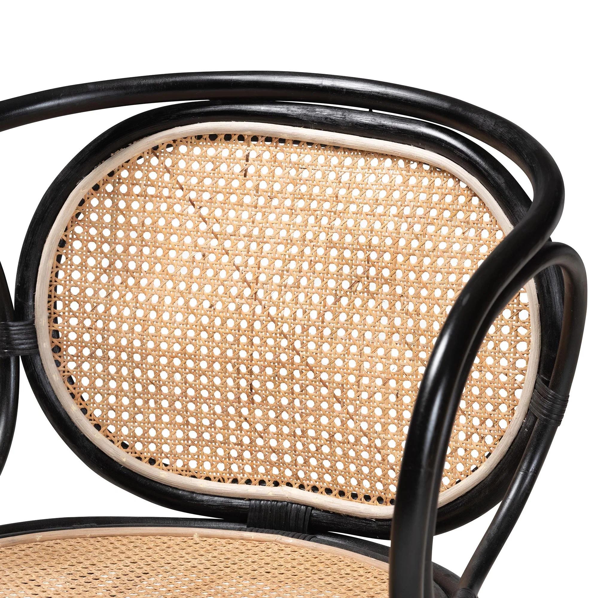 Baxton Studio bali & pari Palesa Modern Bohemian Two-Tone Black and Natural Brown Rattan Dining Chair - Image 6