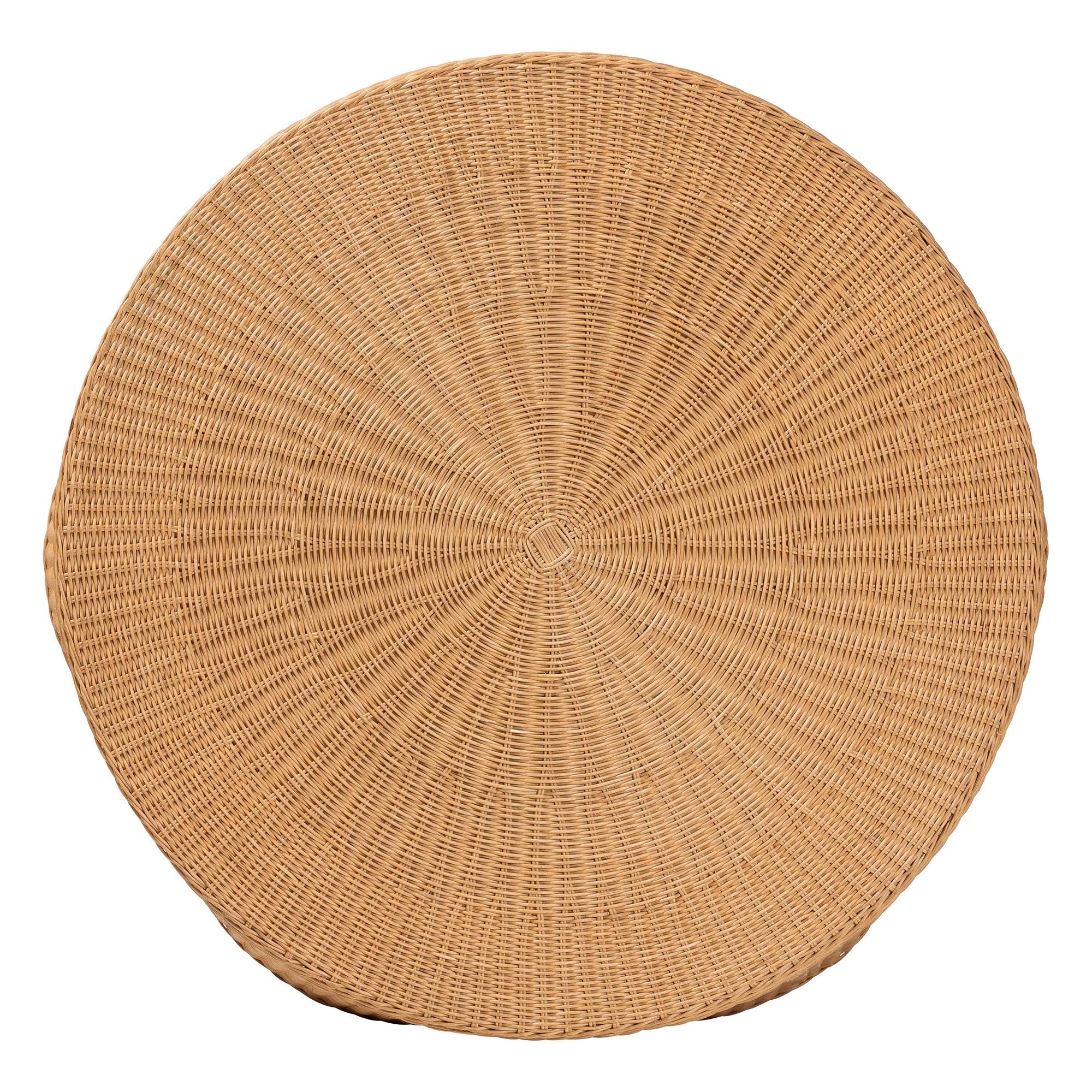 Baxton Studio bali & pari Palm Bohemian Honey Scallop Rattan Coffee Table - Image 3