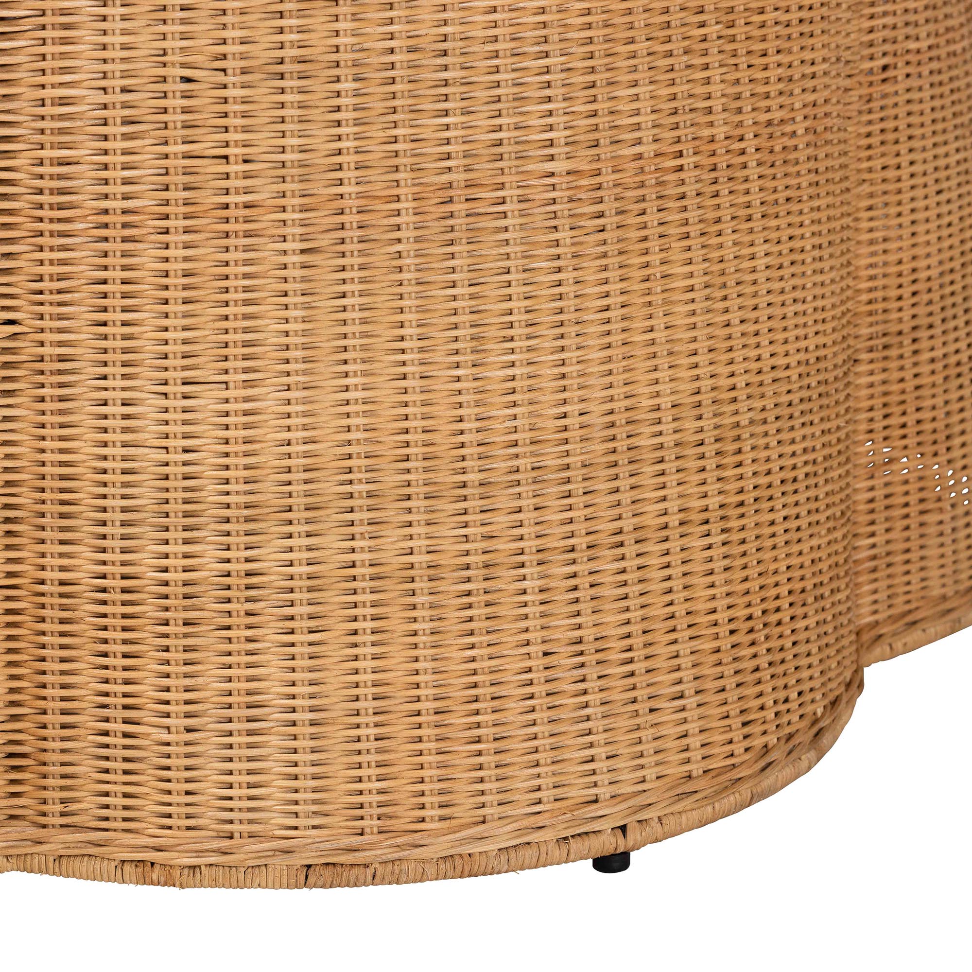Baxton Studio bali & pari Palm Bohemian Honey Scallop Rattan Coffee Table - Image 4
