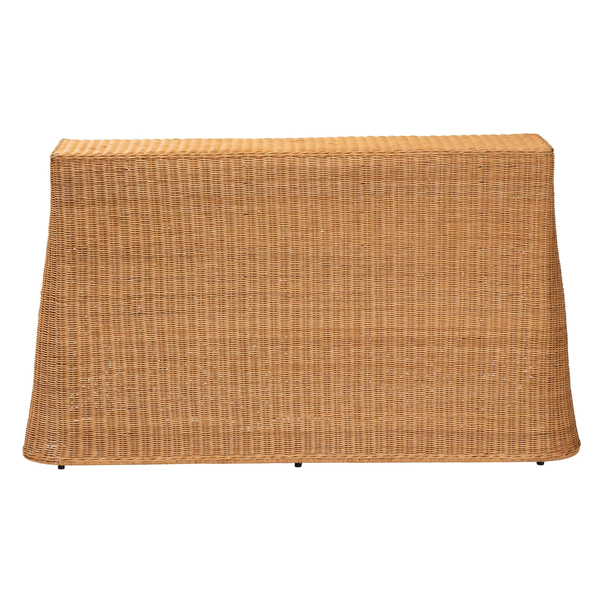 Baxton Studio bali & pari Palm Bohemian Honey Scallop Rattan Console Table - Image 5