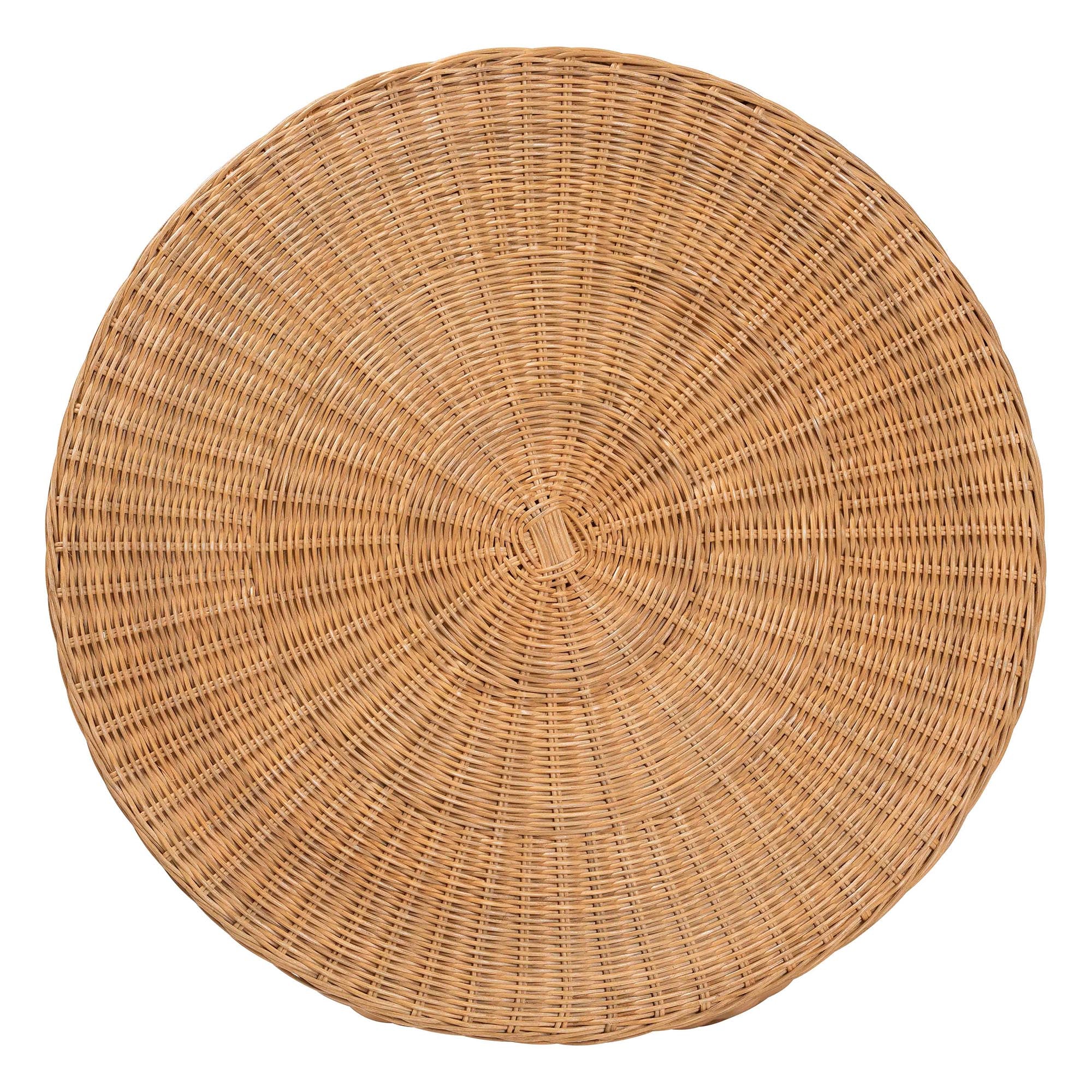 Baxton Studio bali & pari Palm Bohemian Honey Scallop Rattan End Table - Image 3