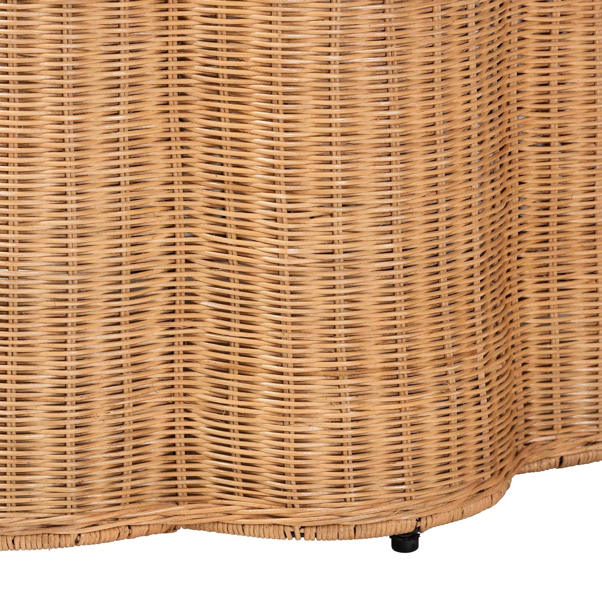 Baxton Studio bali & pari Palm Bohemian Honey Scallop Rattan End Table - Image 4