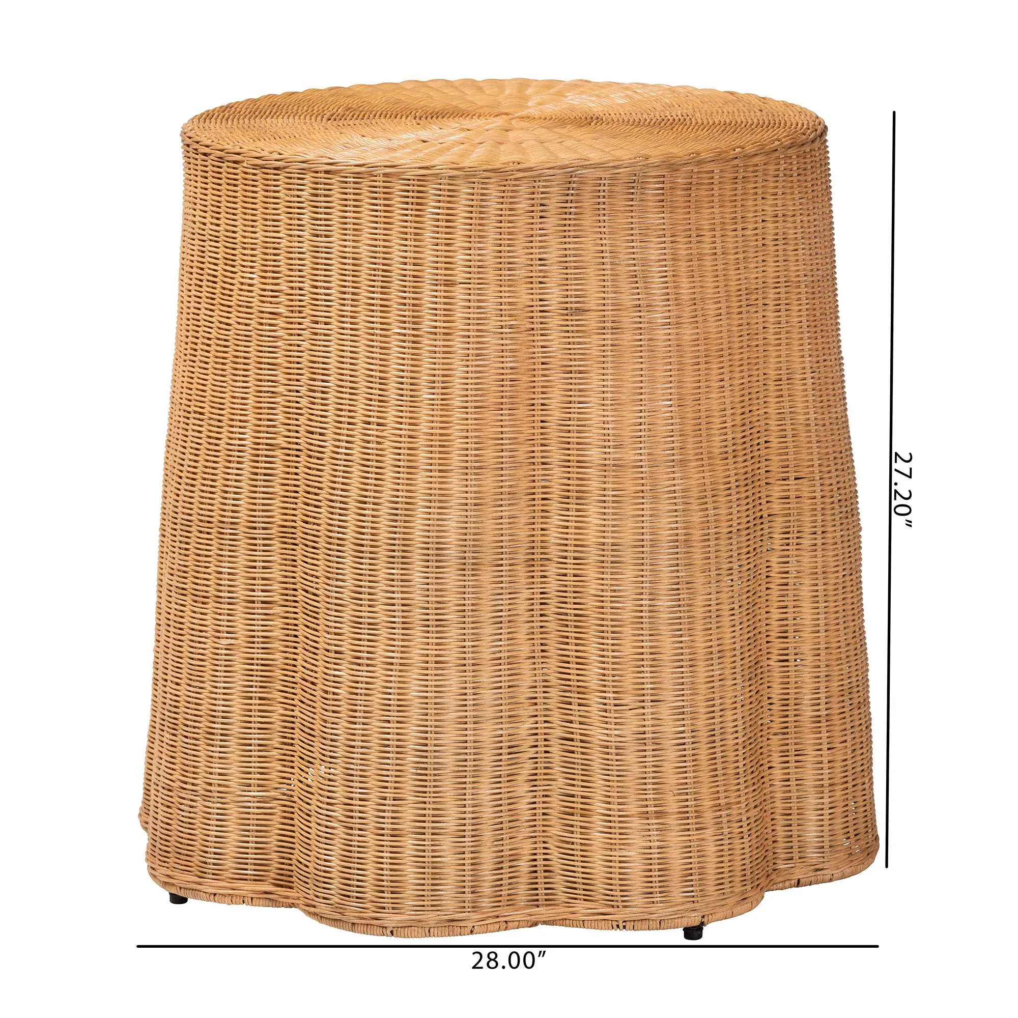 Baxton Studio bali & pari Palm Bohemian Honey Scallop Rattan End Table - Image 7