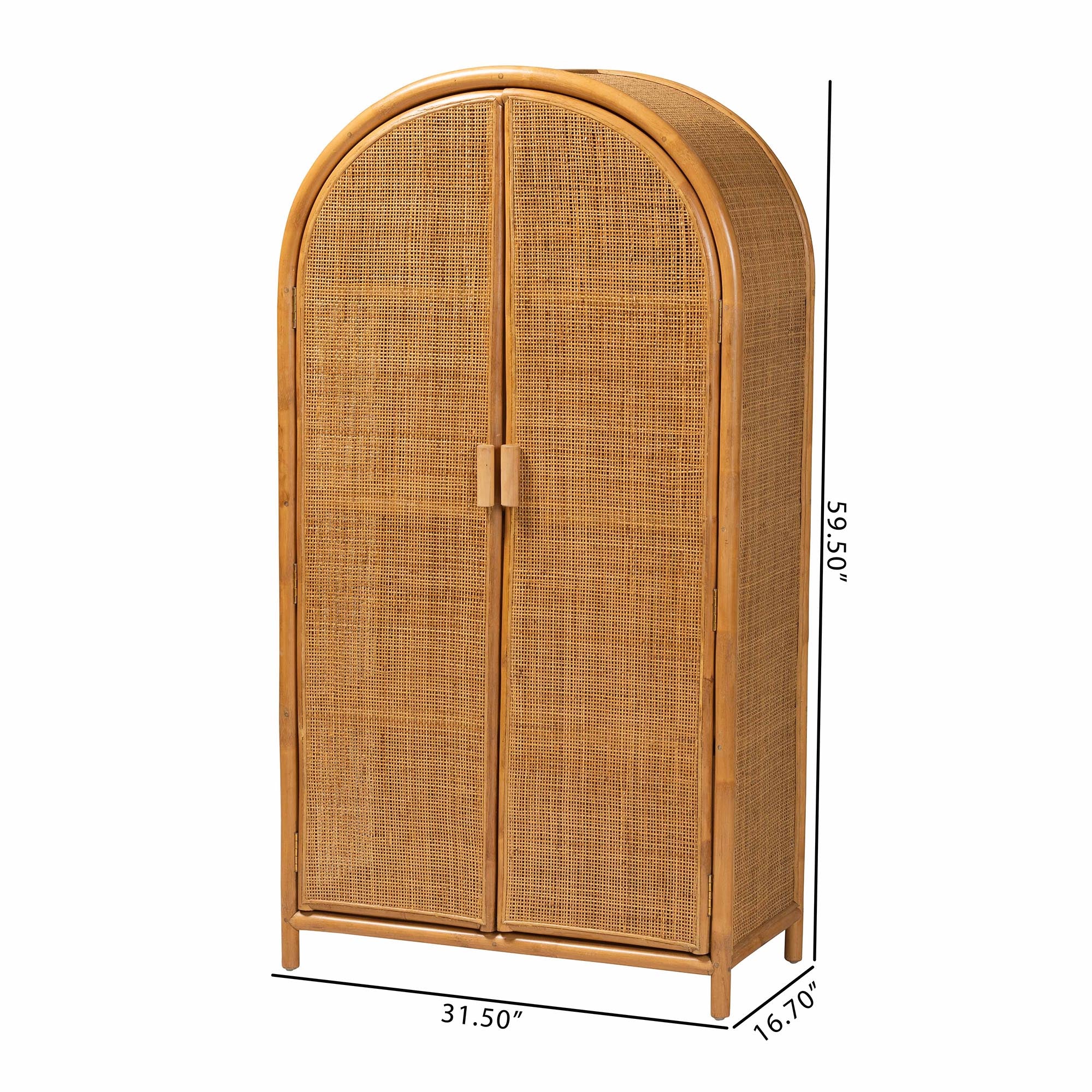 Baxton Studio bali & pari Paloma Modern Bohemian Light Honey Rattan Large Storage Cabinet - Image 10