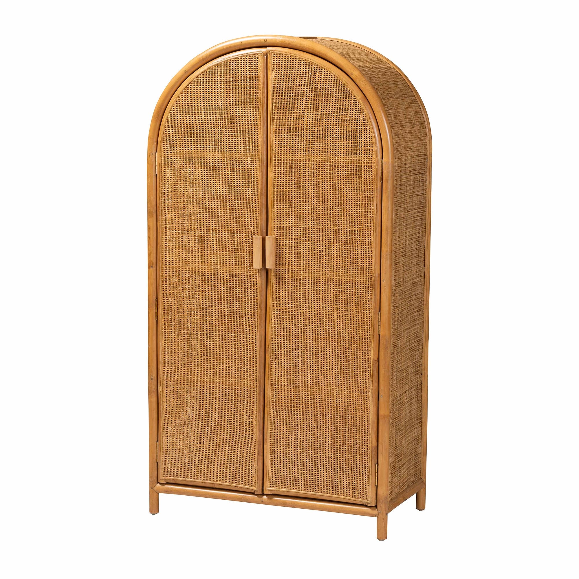 Baxton Studio bali & pari Paloma Modern Bohemian Light Honey Rattan Large Storage Cabinet - Image 2