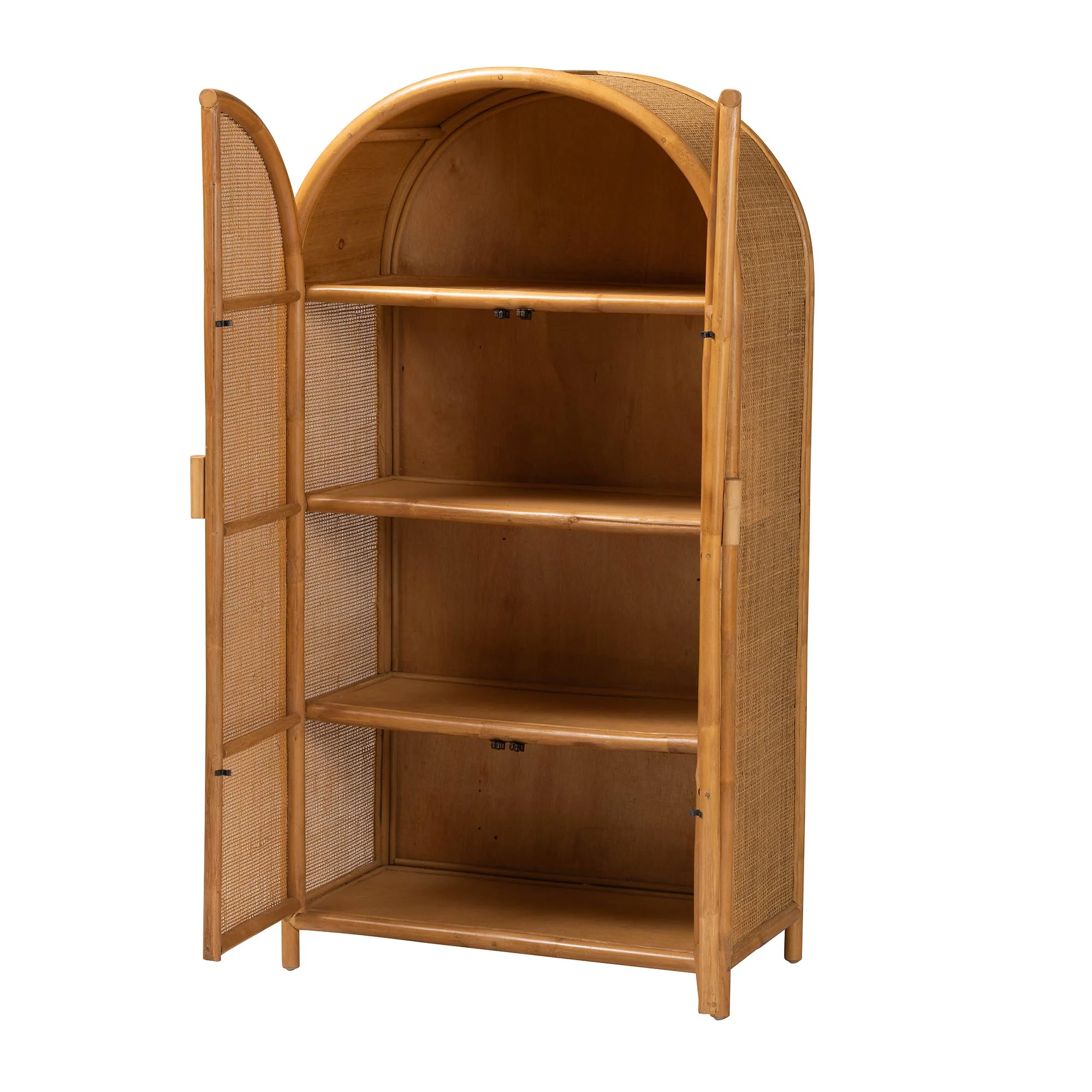 Baxton Studio bali & pari Paloma Modern Bohemian Light Honey Rattan Large Storage Cabinet - Image 3