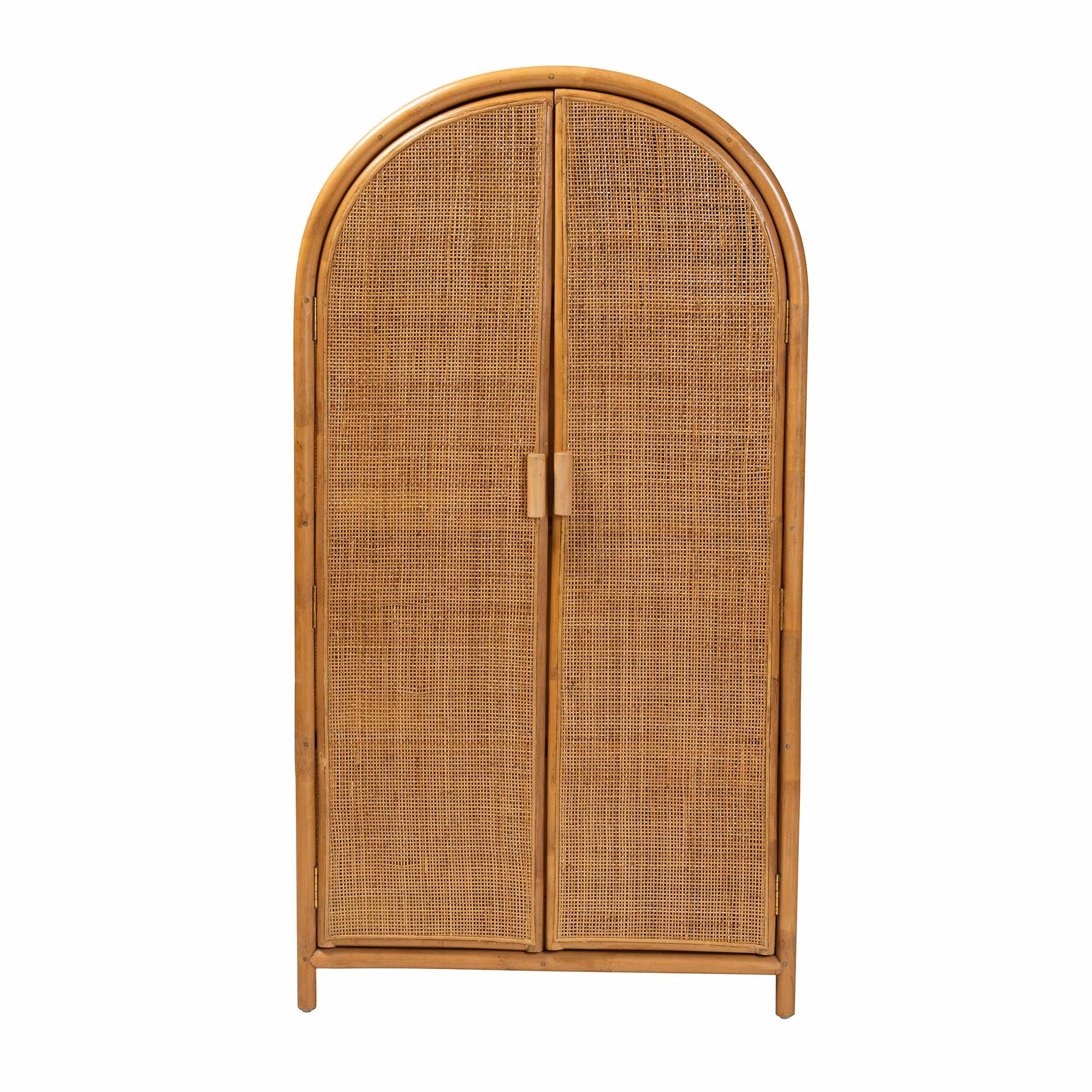 Baxton Studio bali & pari Paloma Modern Bohemian Light Honey Rattan Large Storage Cabinet - Image 4