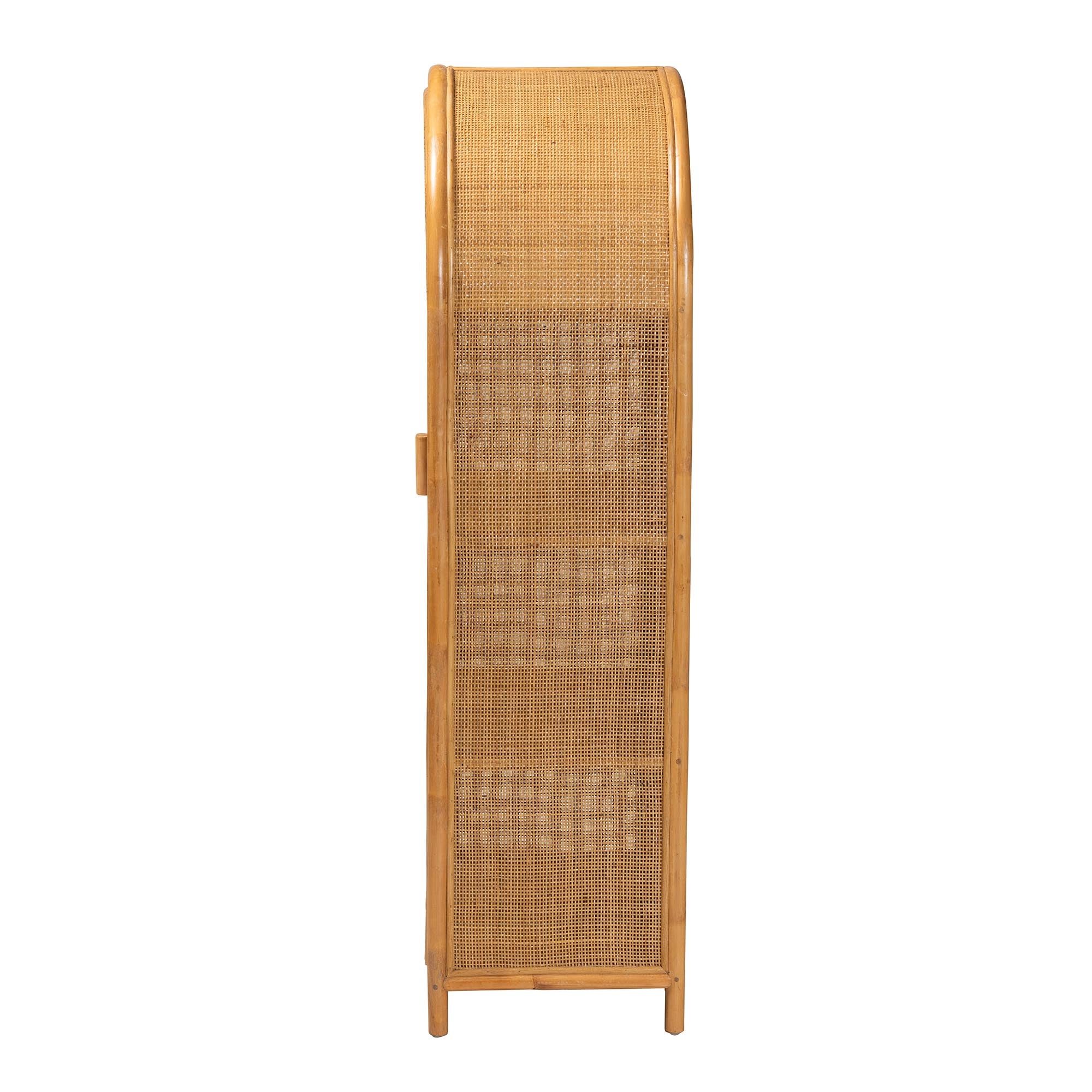 Baxton Studio bali & pari Paloma Modern Bohemian Light Honey Rattan Large Storage Cabinet - Image 5
