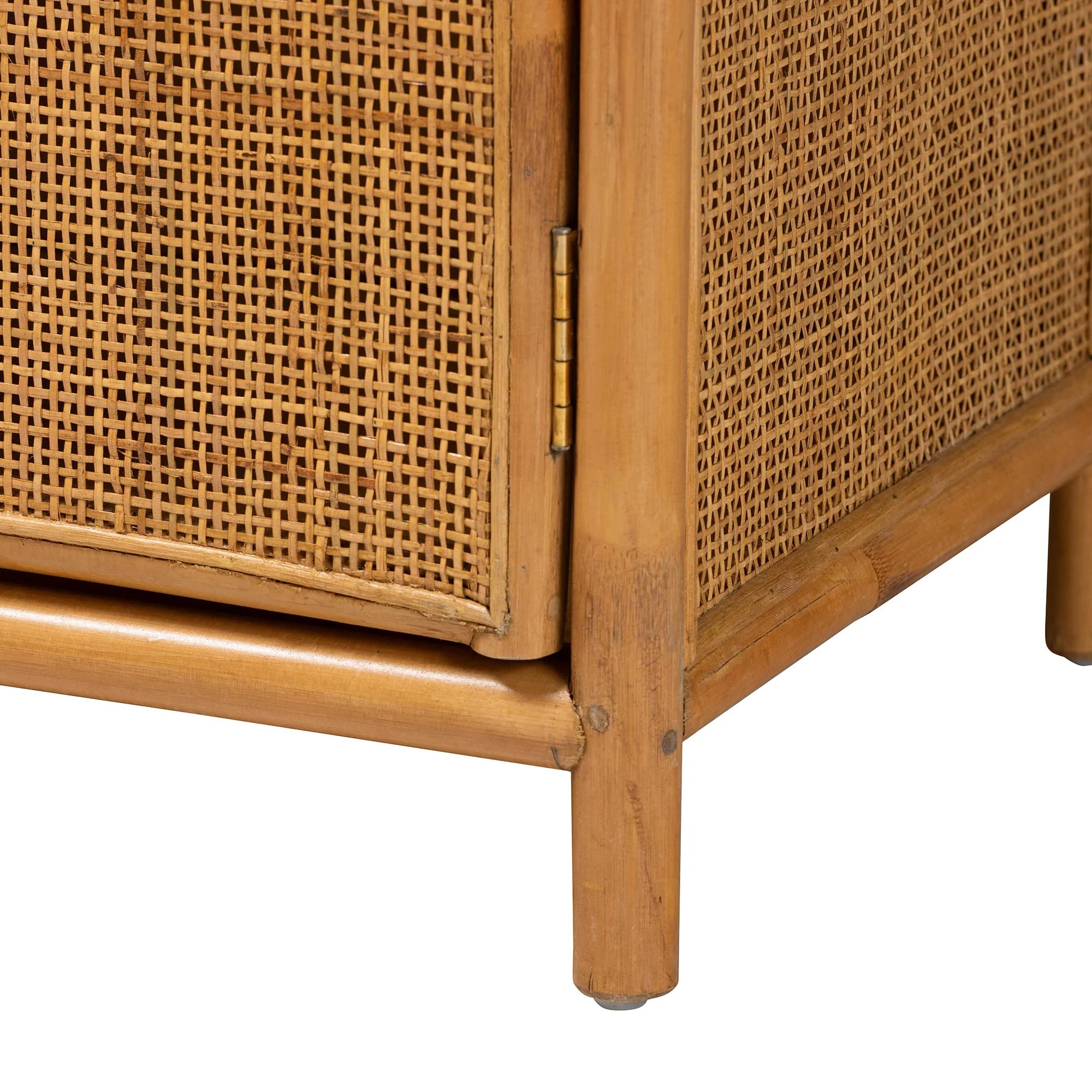 Baxton Studio bali & pari Paloma Modern Bohemian Light Honey Rattan Large Storage Cabinet - Image 7