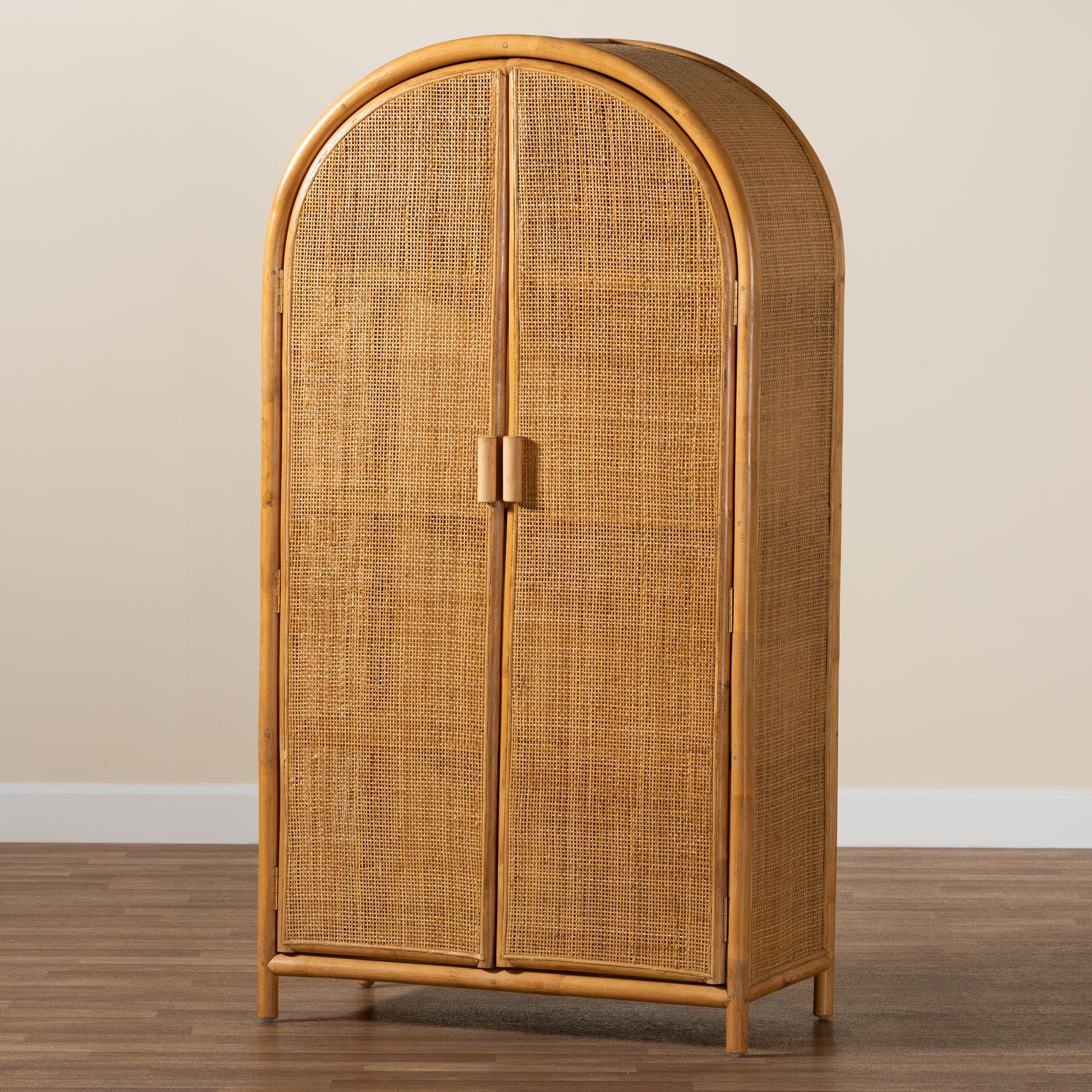 Baxton Studio bali & pari Paloma Modern Bohemian Light Honey Rattan Large Storage Cabinet - Image 9