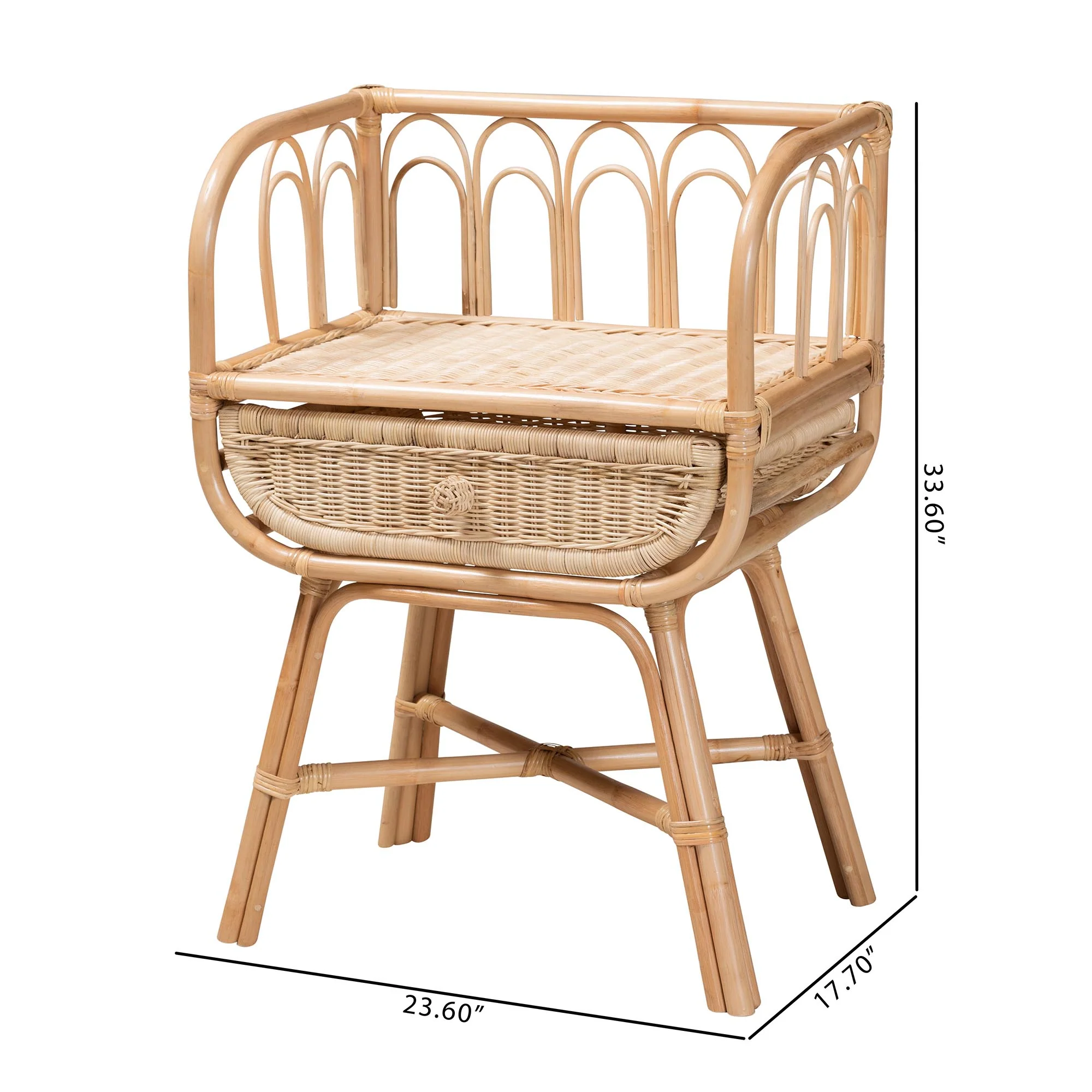 Baxton Studio bali & pari Panchali Modern Bohemian Natural Brown Rattan Nightstand - Image 10