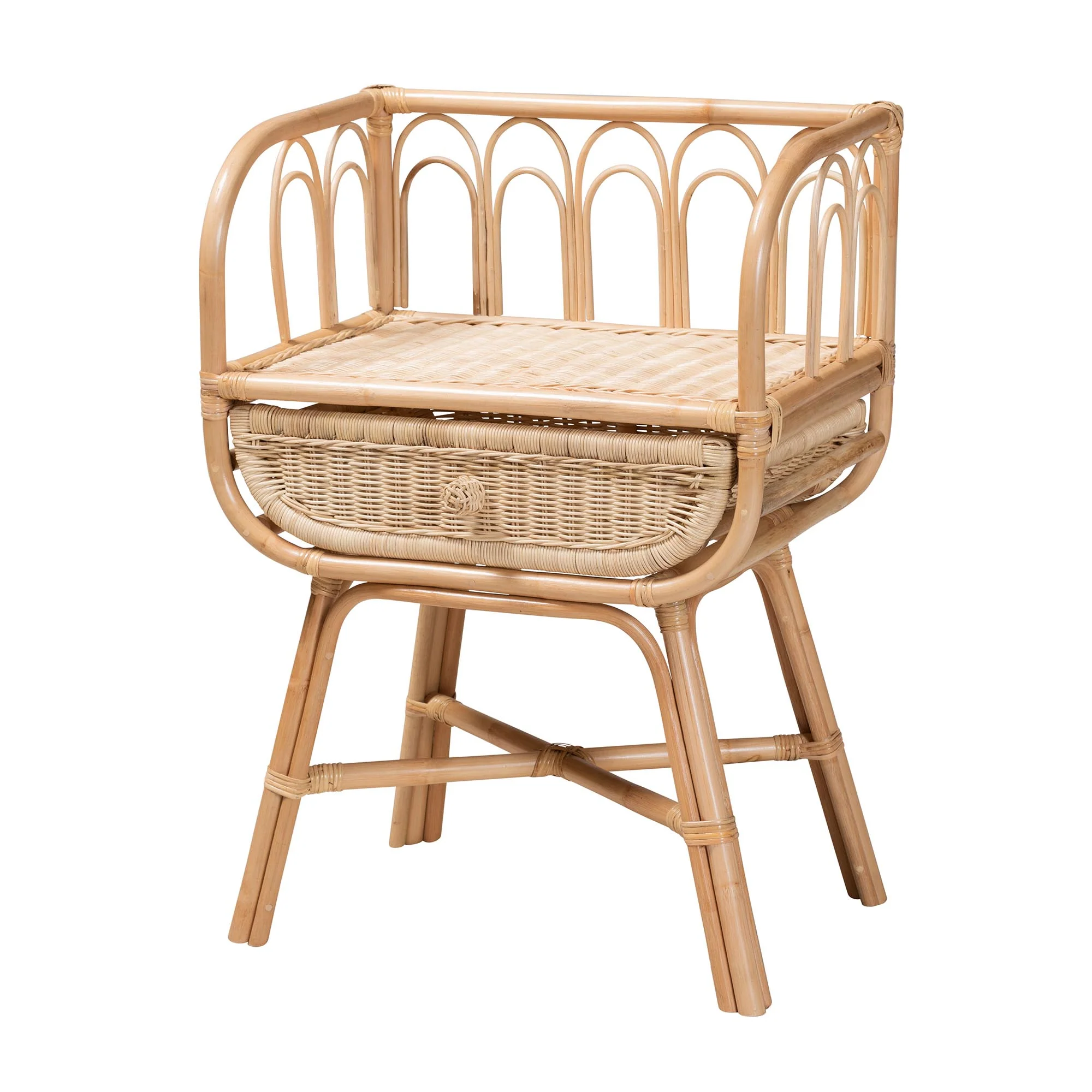 Baxton Studio bali & pari Panchali Modern Bohemian Natural Brown Rattan Nightstand - Image 2