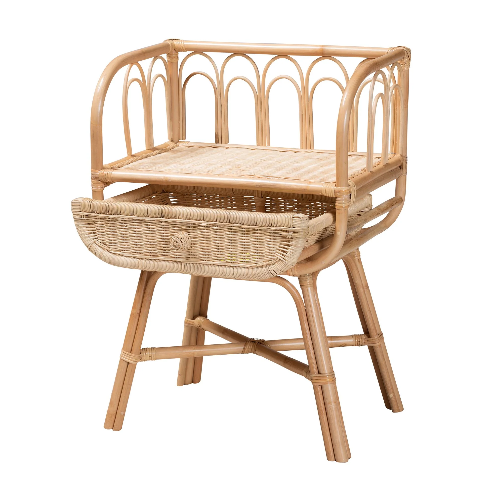 Baxton Studio bali & pari Panchali Modern Bohemian Natural Brown Rattan Nightstand - Image 3