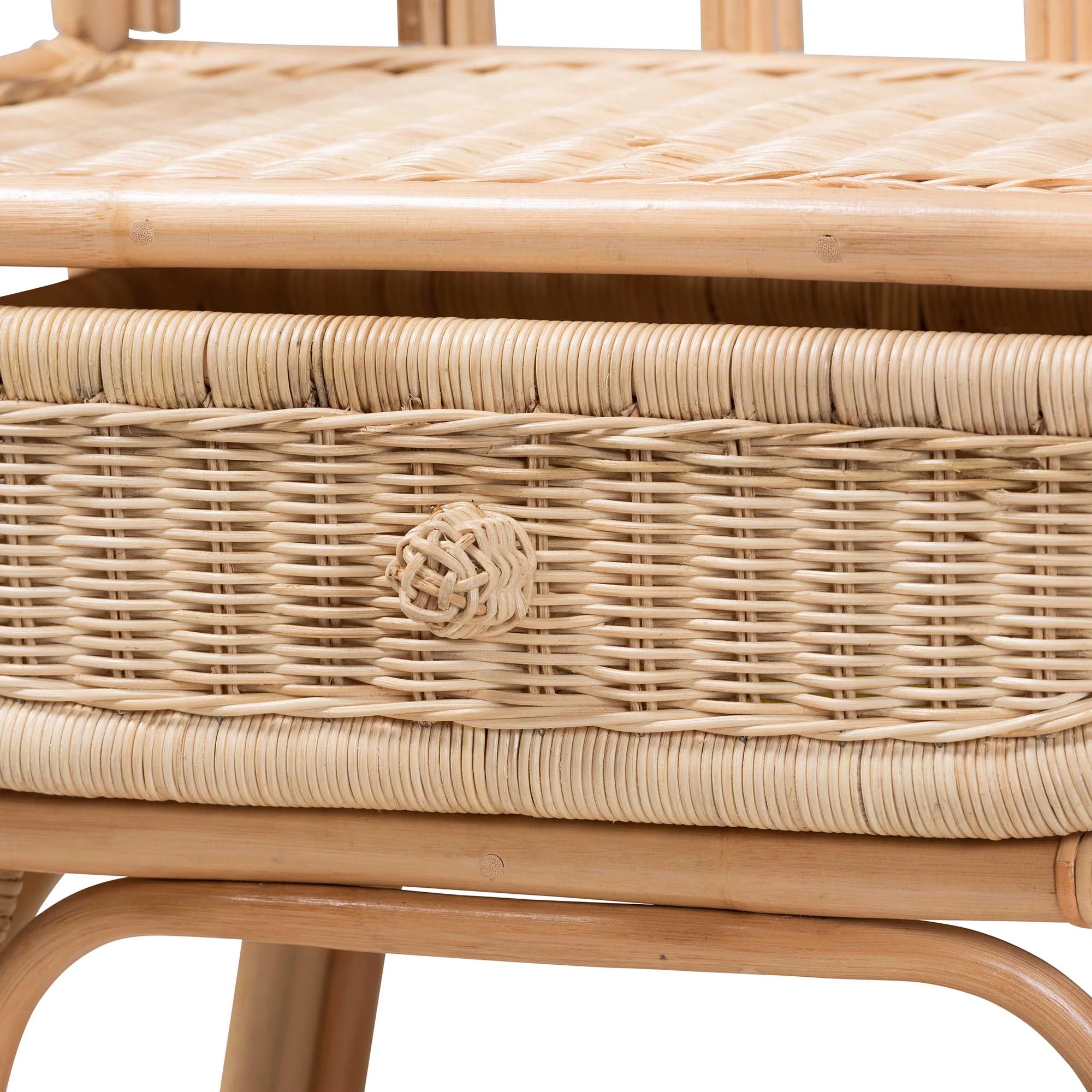 Baxton Studio bali & pari Panchali Modern Bohemian Natural Brown Rattan Nightstand - Image 6