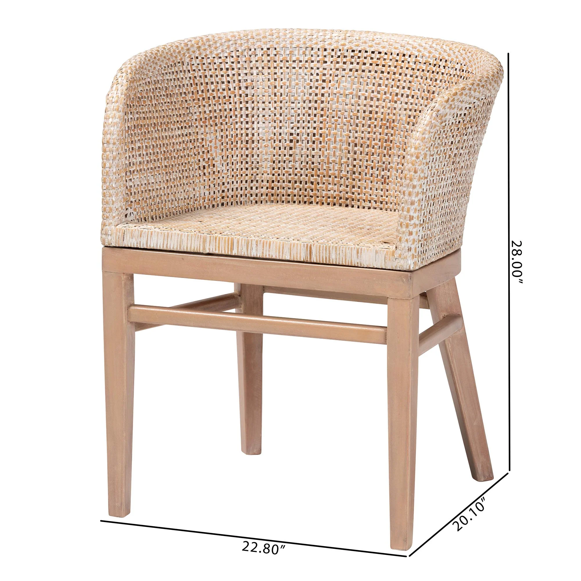 Baxton Studio bali & pari Papua Modern Bohemian Antique White Washed Rattan and Mahogany Wood Dining Chair - Image 10