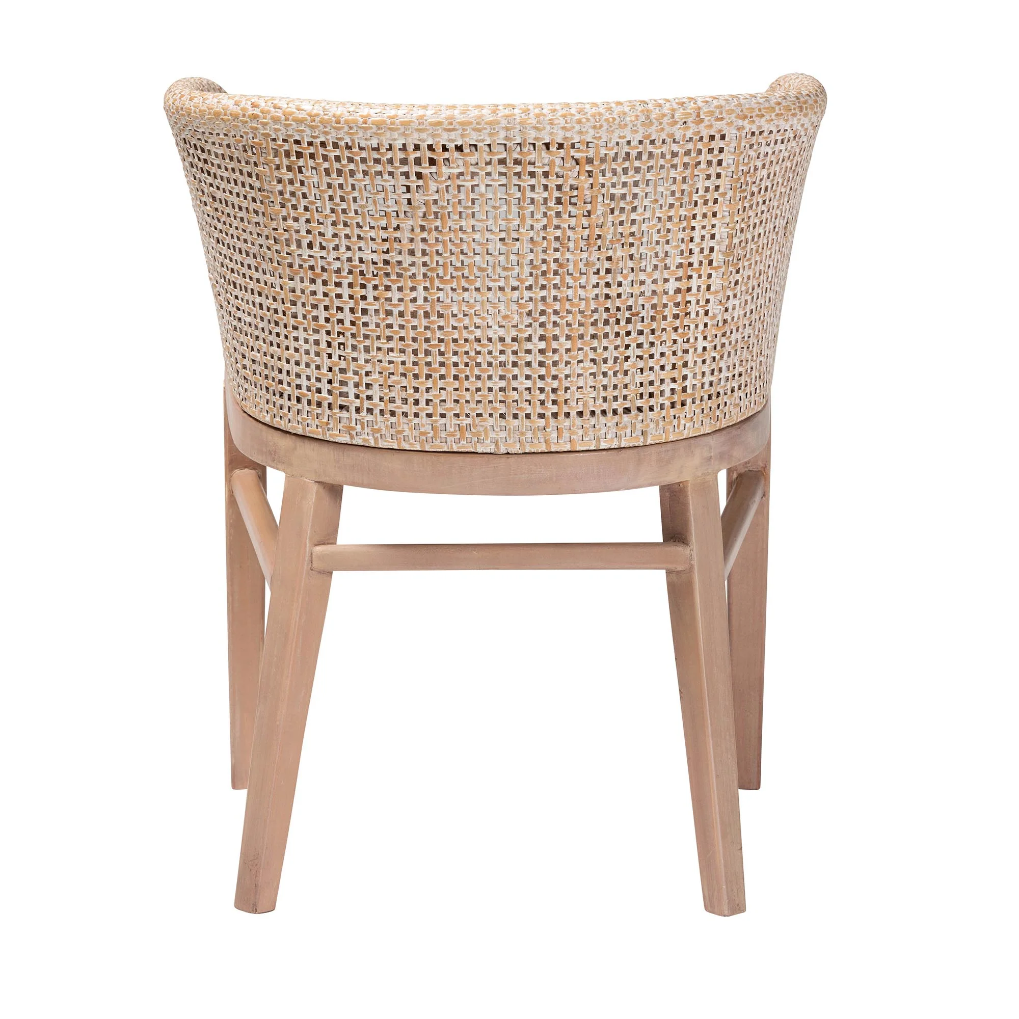 Baxton Studio bali & pari Papua Modern Bohemian Antique White Washed Rattan and Mahogany Wood Dining Chair - Image 5