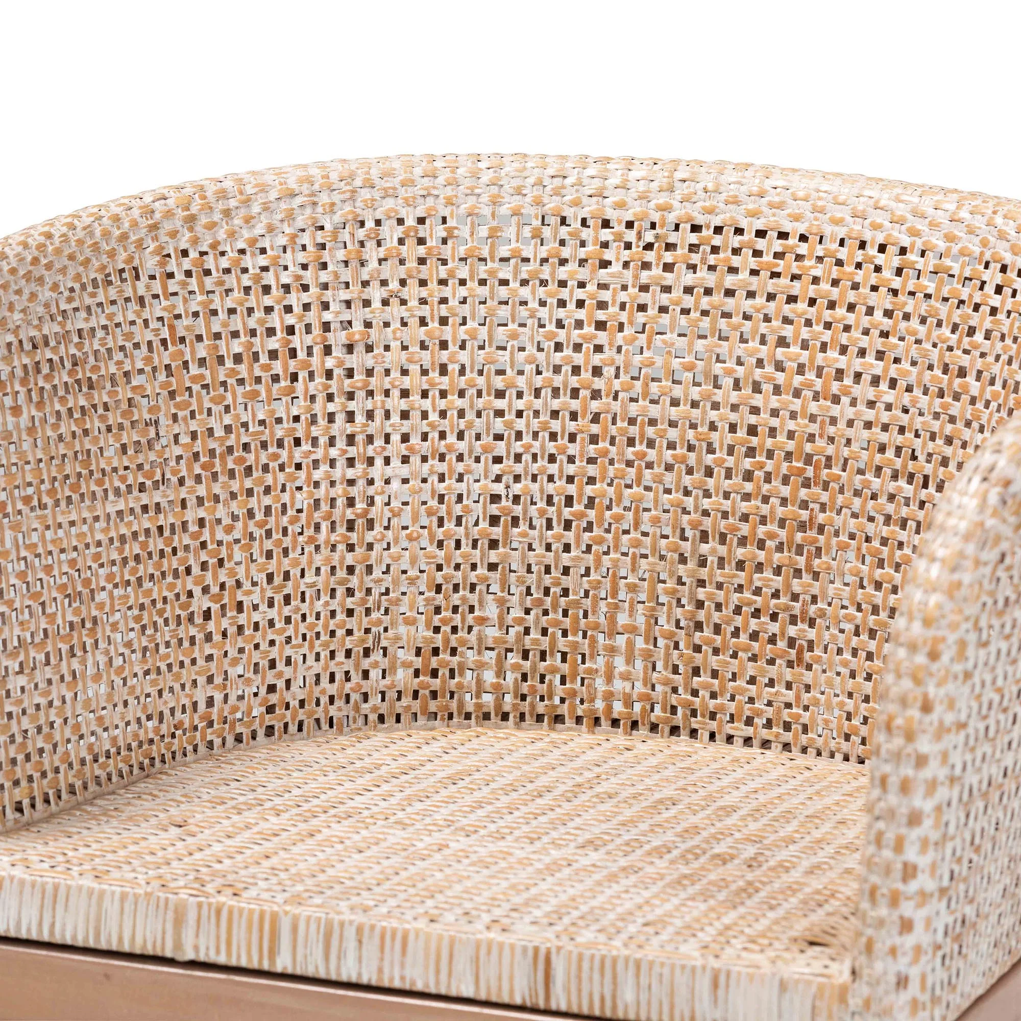 Baxton Studio bali & pari Papua Modern Bohemian Antique White Washed Rattan and Mahogany Wood Dining Chair - Image 6