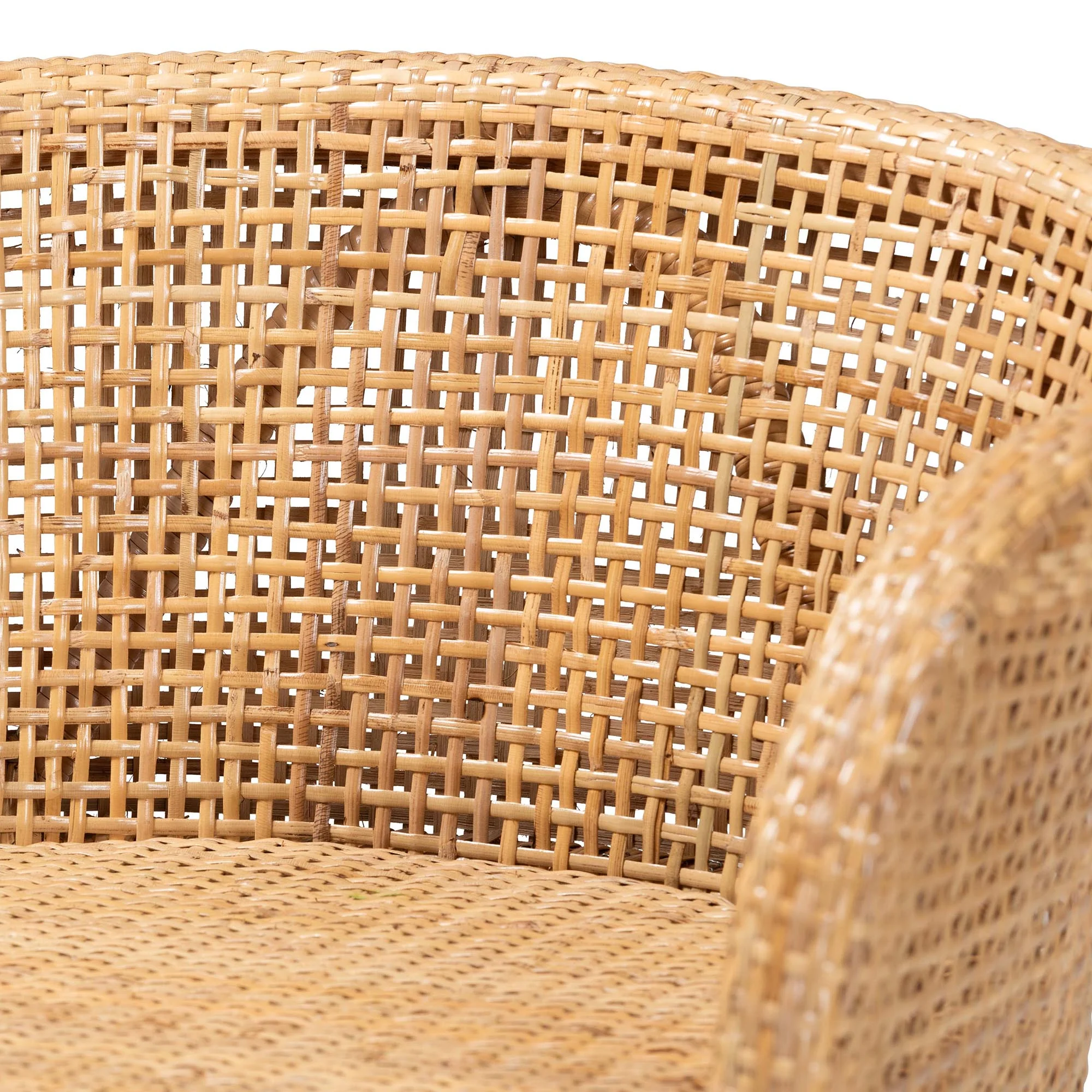 Baxton Studio bali & pari Papua Modern Bohemian Natural Rattan and Walnut Brown Acacia Wood Counter Stool - Image 6