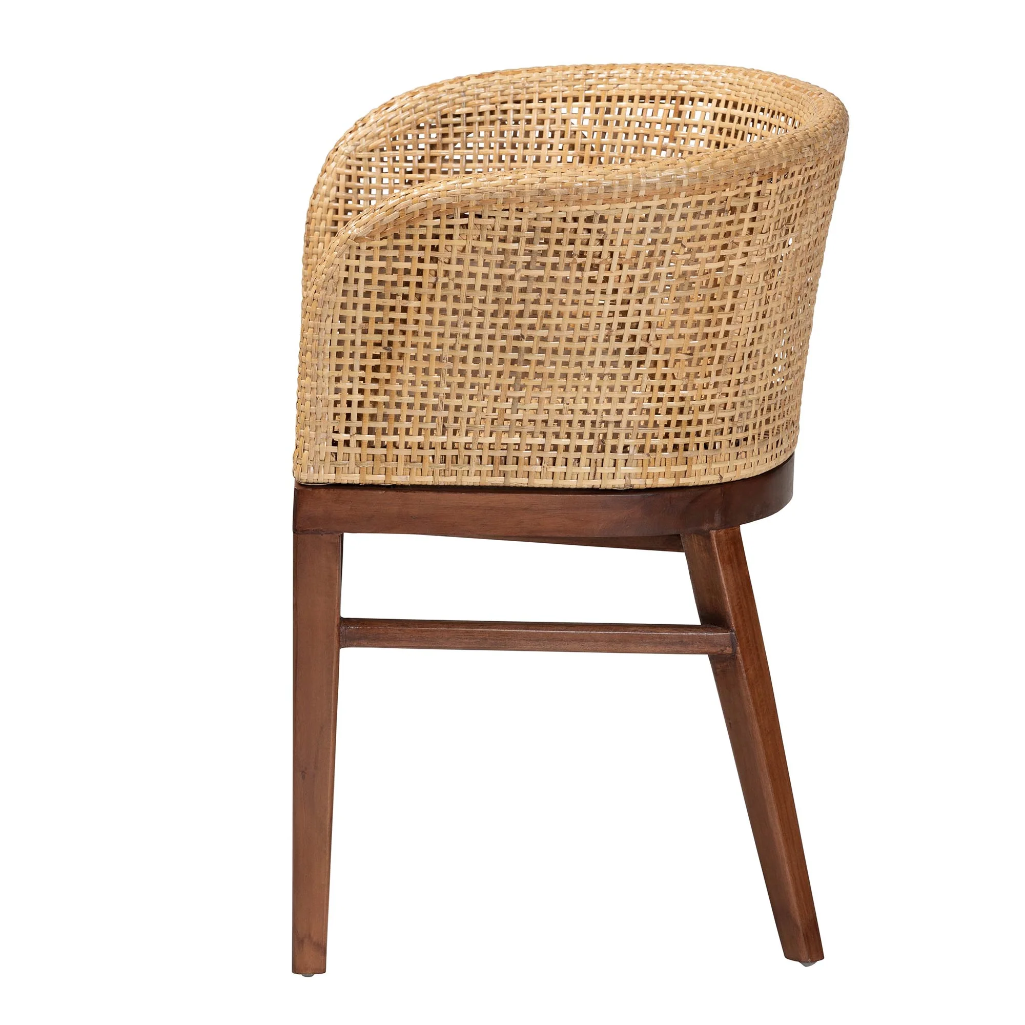 Baxton Studio bali & pari Papua Modern Bohemian Natural Rattan and Walnut Brown Acacia Wood Dining Chair - Image 6