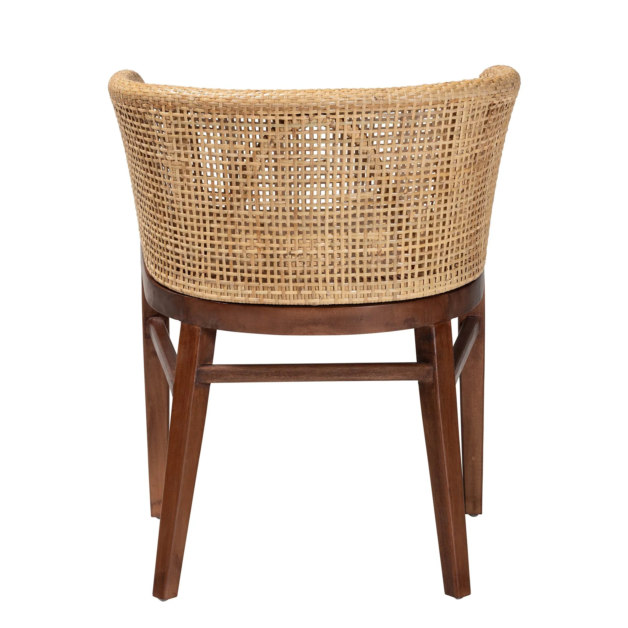 Baxton Studio bali & pari Papua Modern Bohemian Natural Rattan and Walnut Brown Acacia Wood Dining Chair - Image 7