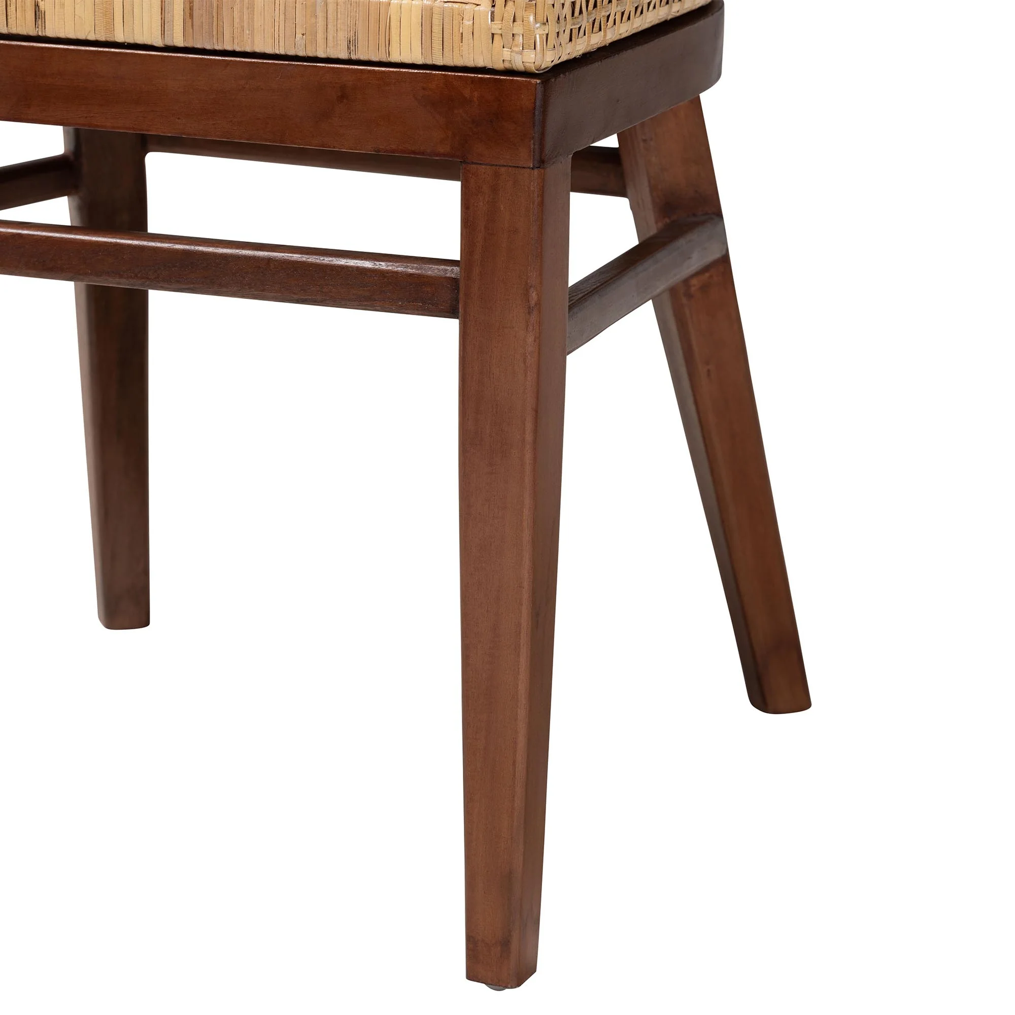 Baxton Studio bali & pari Papua Modern Bohemian Natural Rattan and Walnut Brown Acacia Wood Dining Chair - Image 9