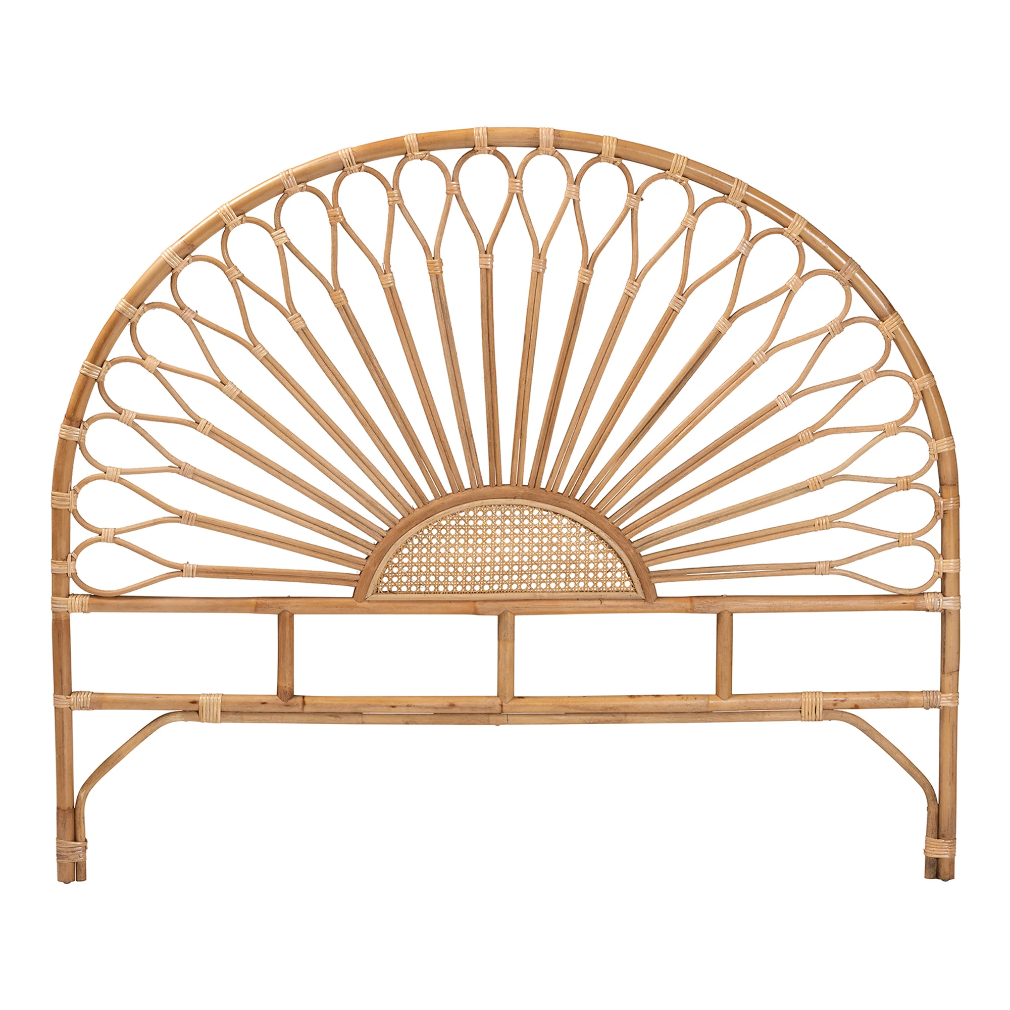 Baxton Studio bali & pari Perenna Modern Bohemian Natural Rattan King Size Standalone Headboard - Image 3
