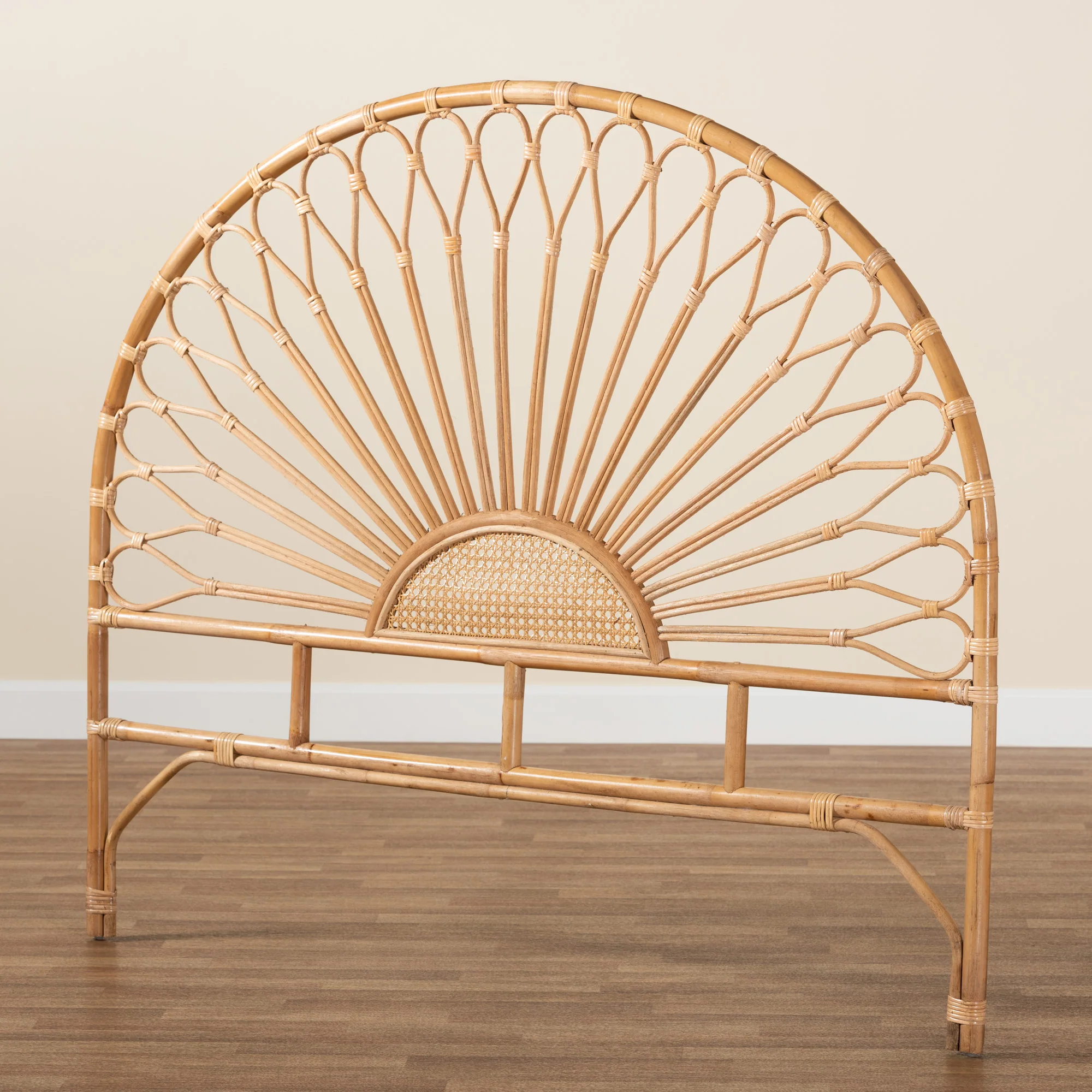 Baxton Studio bali & pari Perenna Modern Bohemian Natural Rattan King Size Standalone Headboard - Image 7