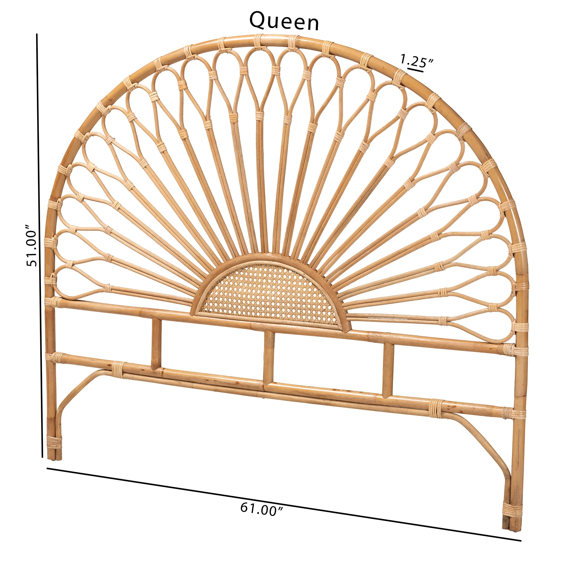 Baxton Studio bali & pari Perenna Modern Bohemian Natural Rattan Queen Size Standalone Headboard - Image 2