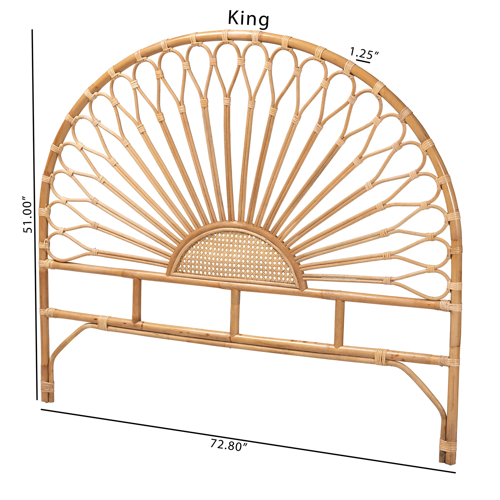 Baxton Studio bali & pari Perenna Modern Bohemian Natural Rattan Queen Size Standalone Headboard - Image 3