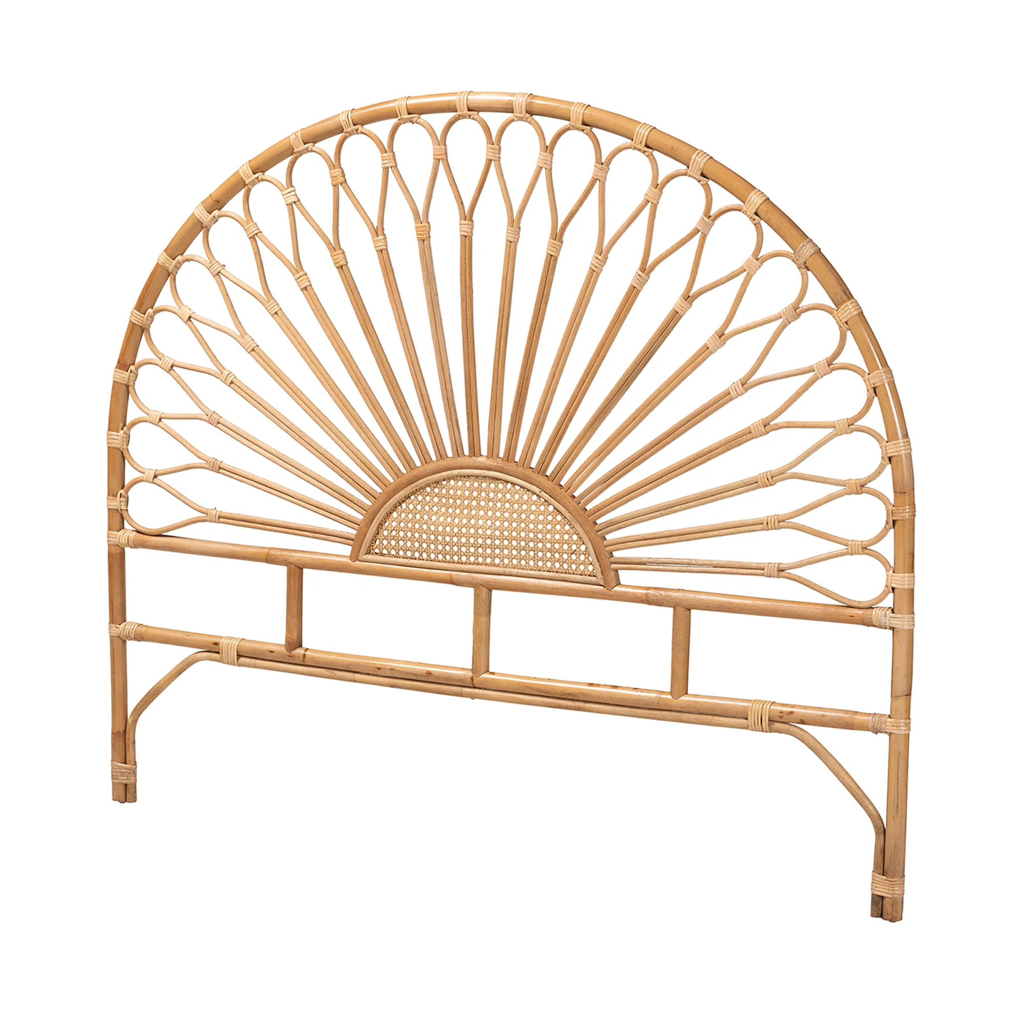 Baxton Studio bali & pari Perenna Modern Bohemian Natural Rattan Queen Size Standalone Headboard - Image 4