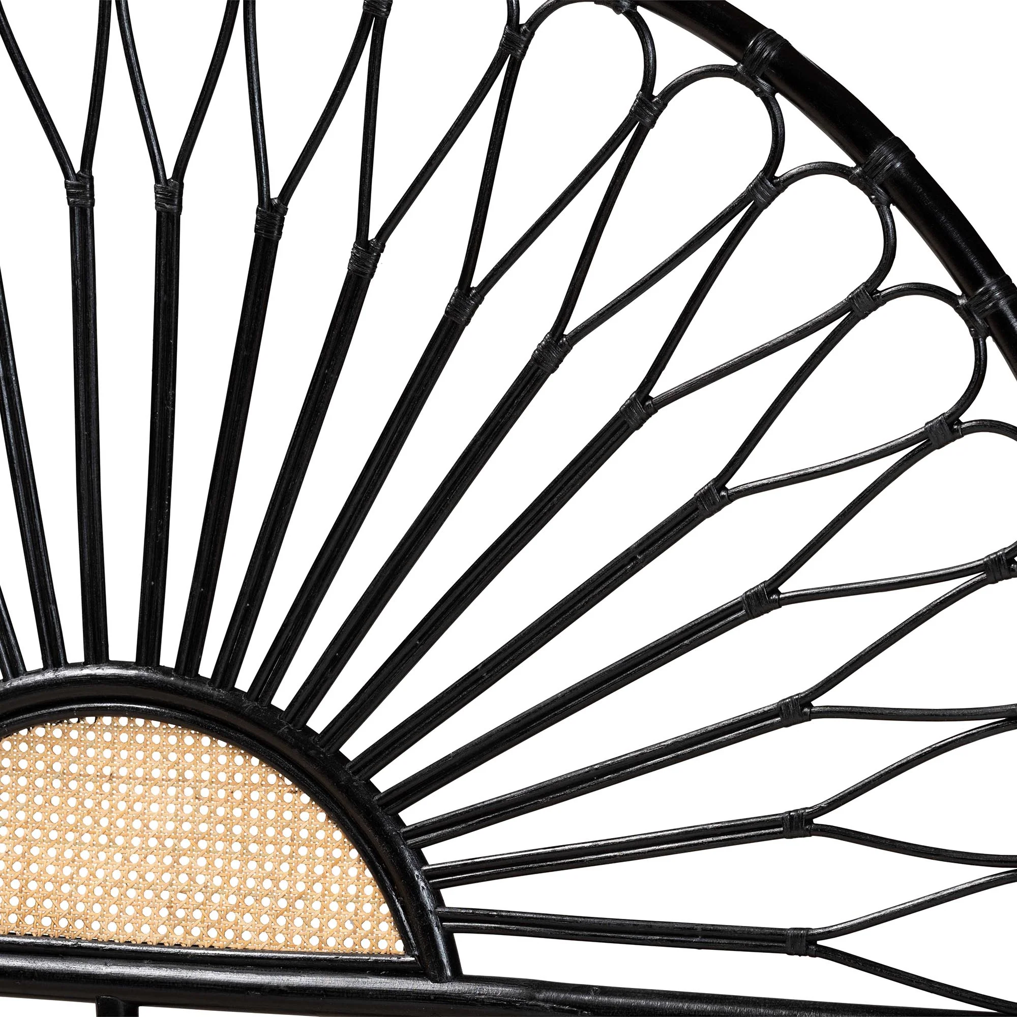 Baxton Studio bali & pari Perenna Modern Bohemian Two-Tone Black and Natural Brown Rattan Queen Size Standalone Headboard - Image 4