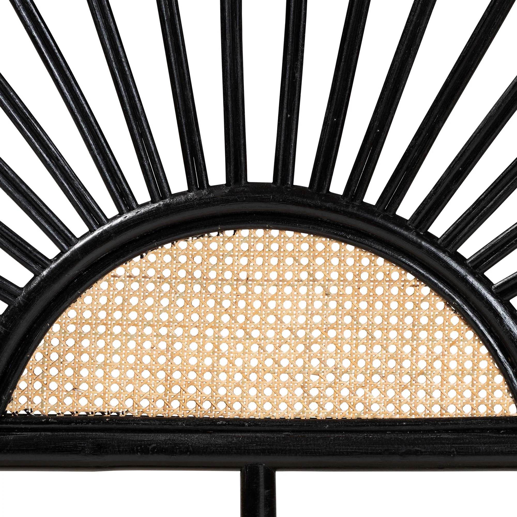 Baxton Studio bali & pari Perenna Modern Bohemian Two-Tone Black and Natural Brown Rattan Queen Size Standalone Headboard - Image 6