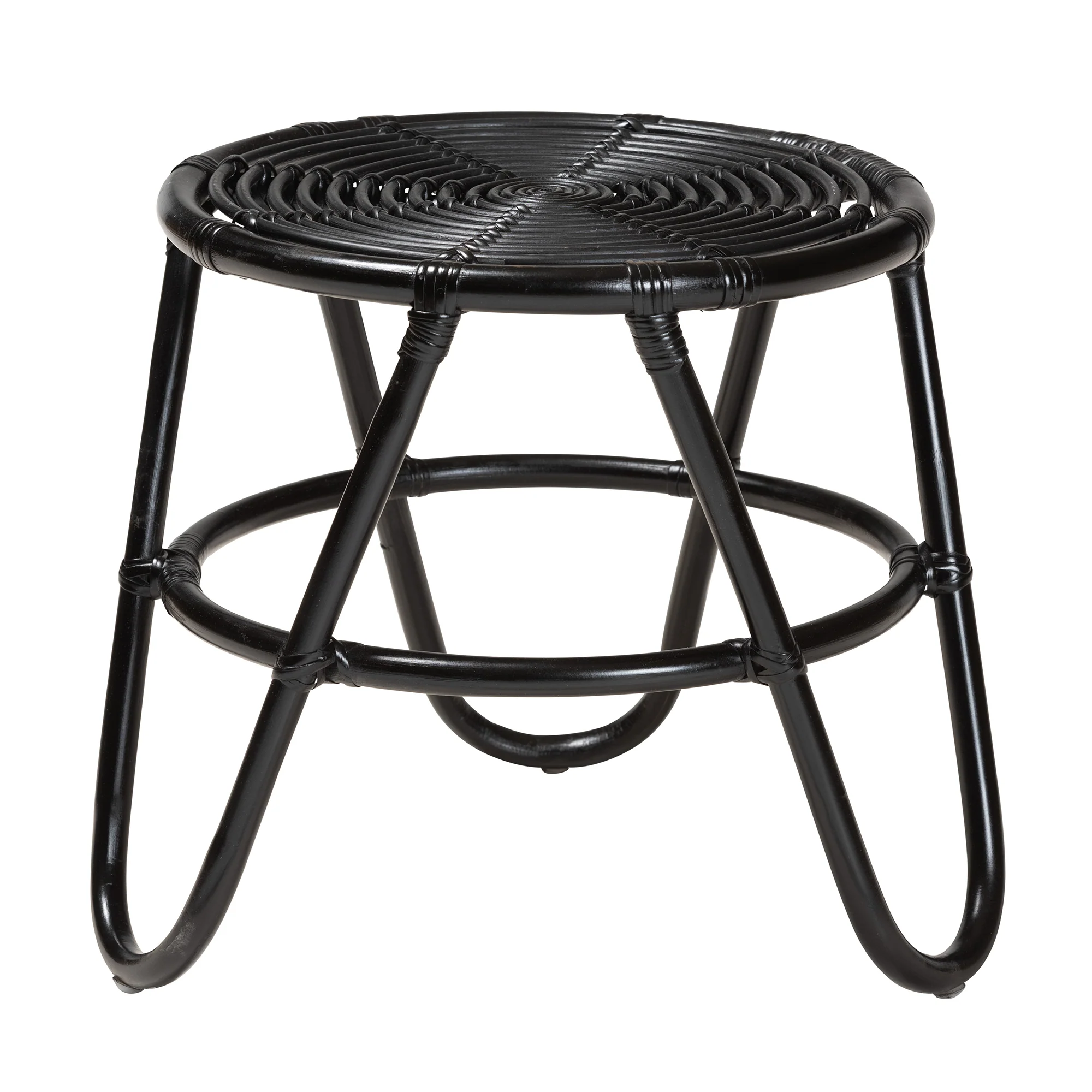 Baxton Studio bali & pari Pertessa Modern Bohemian Black Finished Rattan End Table - Image 2