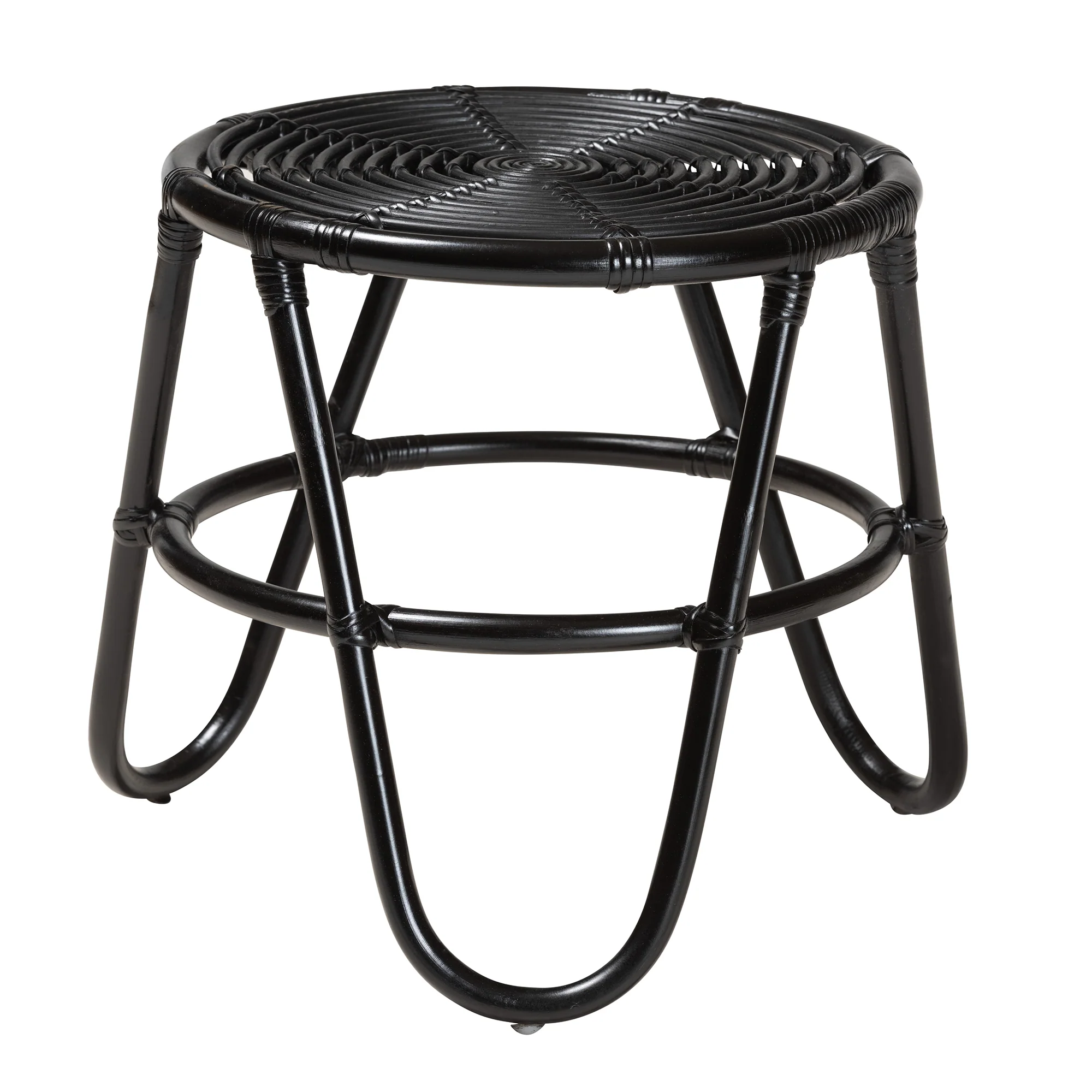 Baxton Studio bali & pari Pertessa Modern Bohemian Black Finished Rattan End Table - Image 3
