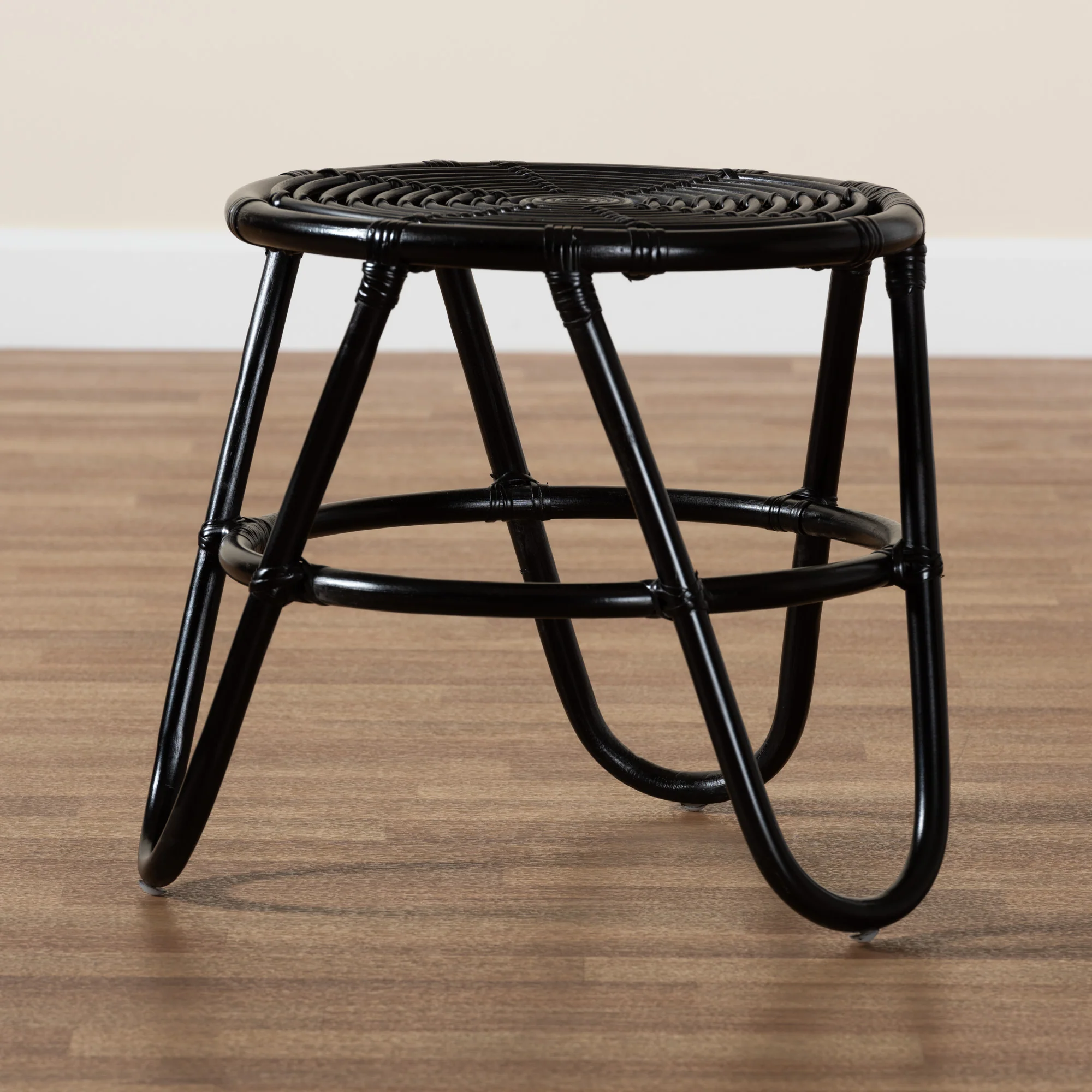 Baxton Studio bali & pari Pertessa Modern Bohemian Black Finished Rattan End Table - Image 6